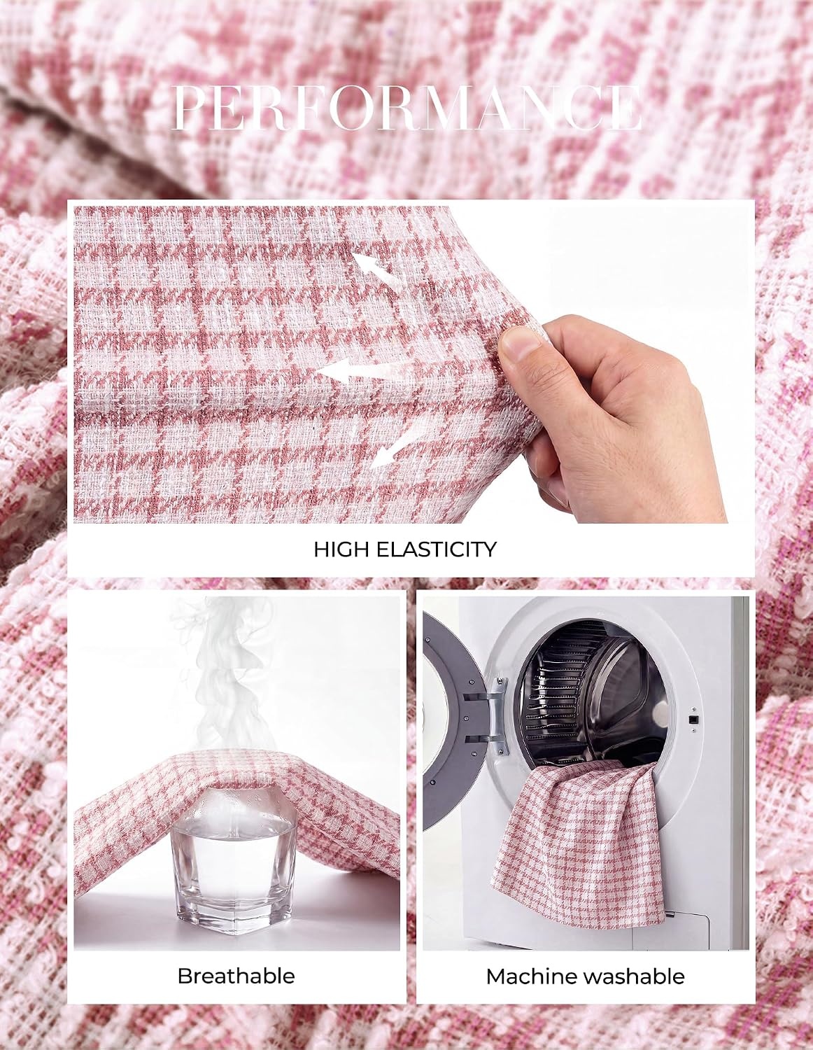 image:imageGRACE KARIN Fall Long Sleeve Mini Bodycon Business Work Dress Mock NeckSheathTweedSuitable for Business Casual EventConferencesChurchOffice SettingsBusiness TravelPink