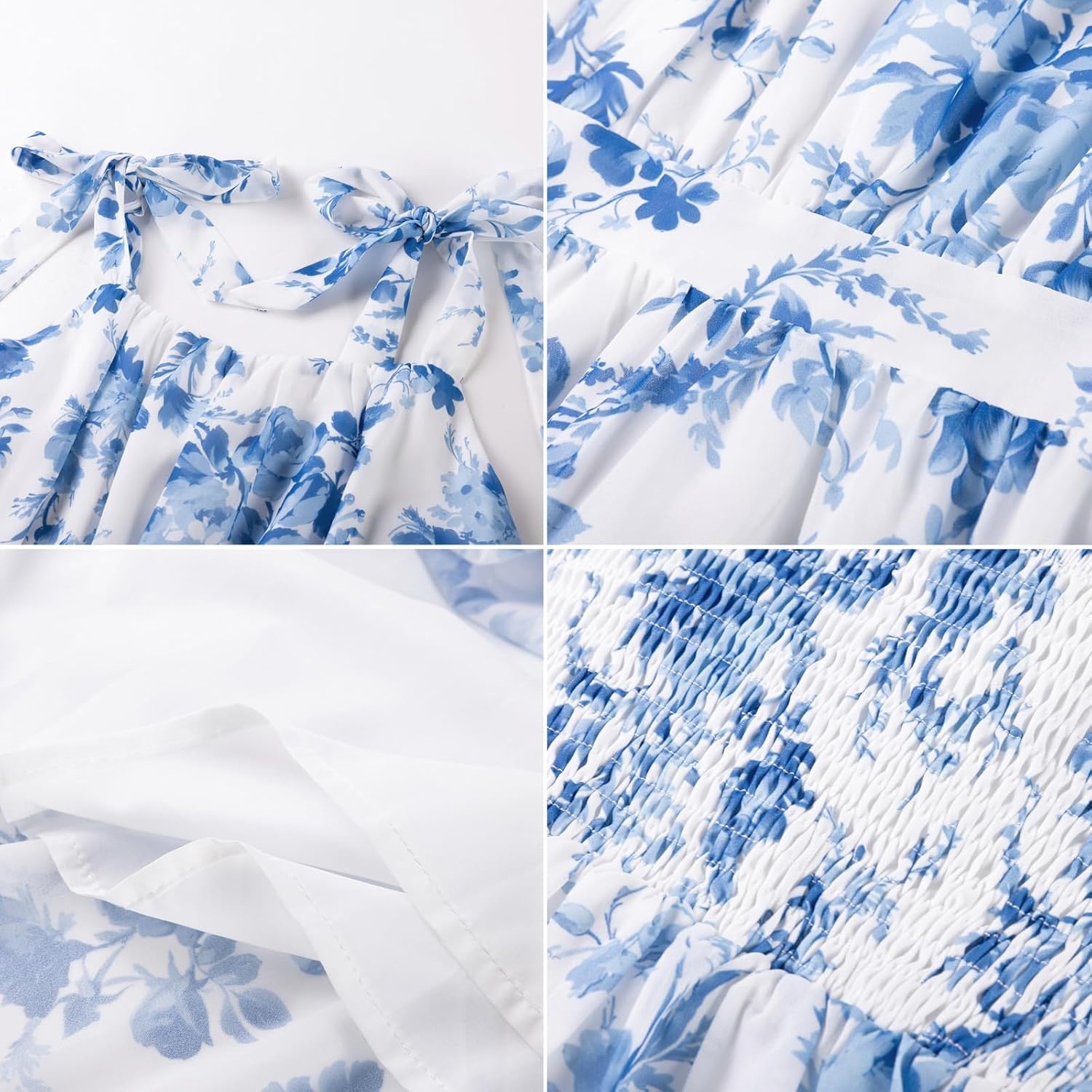 image:imageGRACE KARIN Girls Hawaiian Dress Floral Chiffon ALine Sleeveless Summer Sundress for Beach Vacation Party 716Blue Willow