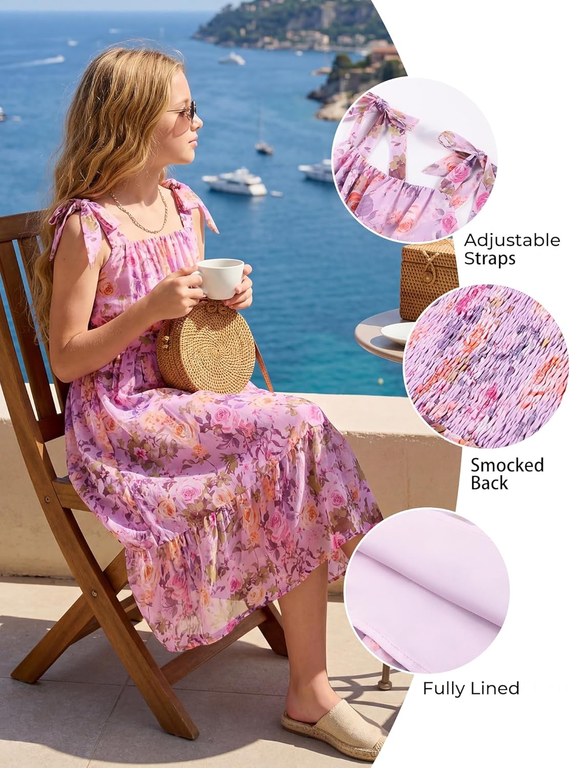 image:imageGRACE KARIN Girls Hawaiian Dress Floral Chiffon ALine Sleeveless Summer Sundress for Beach Vacation Party 716Lavender Promise