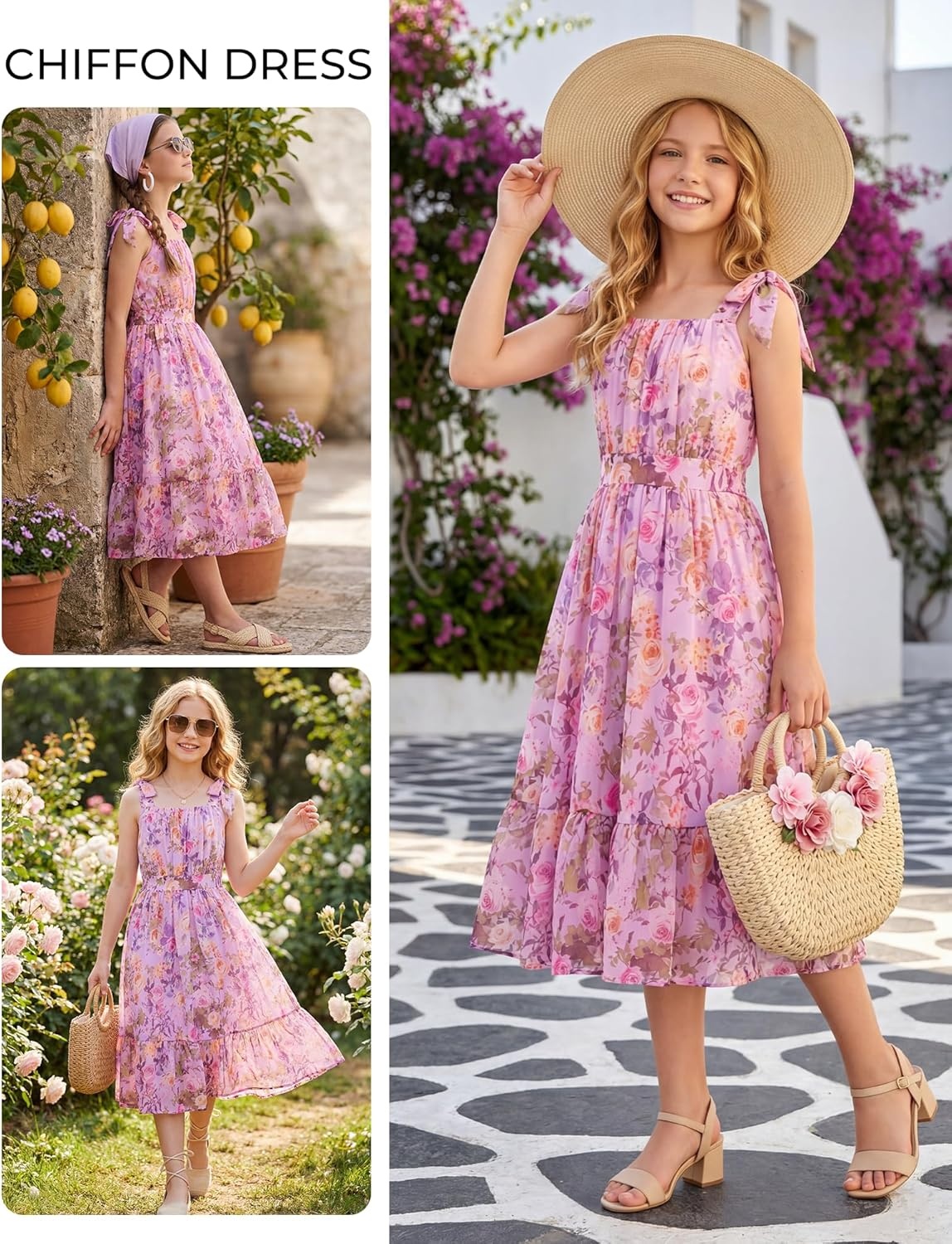 image:imageGRACE KARIN Girls Hawaiian Dress Floral Chiffon ALine Sleeveless Summer Sundress for Beach Vacation Party 716Lavender Promise