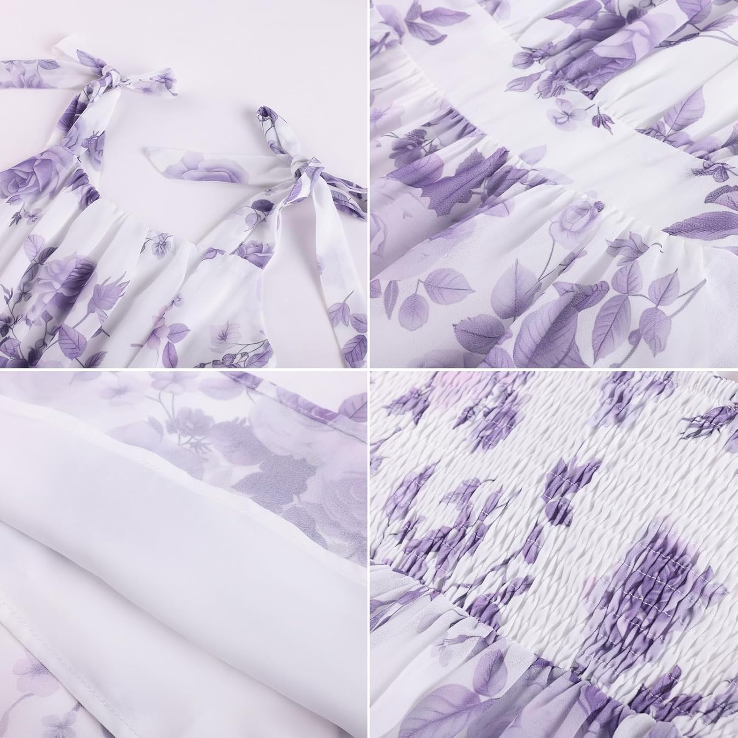 image:imageGRACE KARIN Girls Hawaiian Dress Floral Chiffon ALine Sleeveless Summer Sundress for Beach Vacation Party 716Lilac Purple Floral