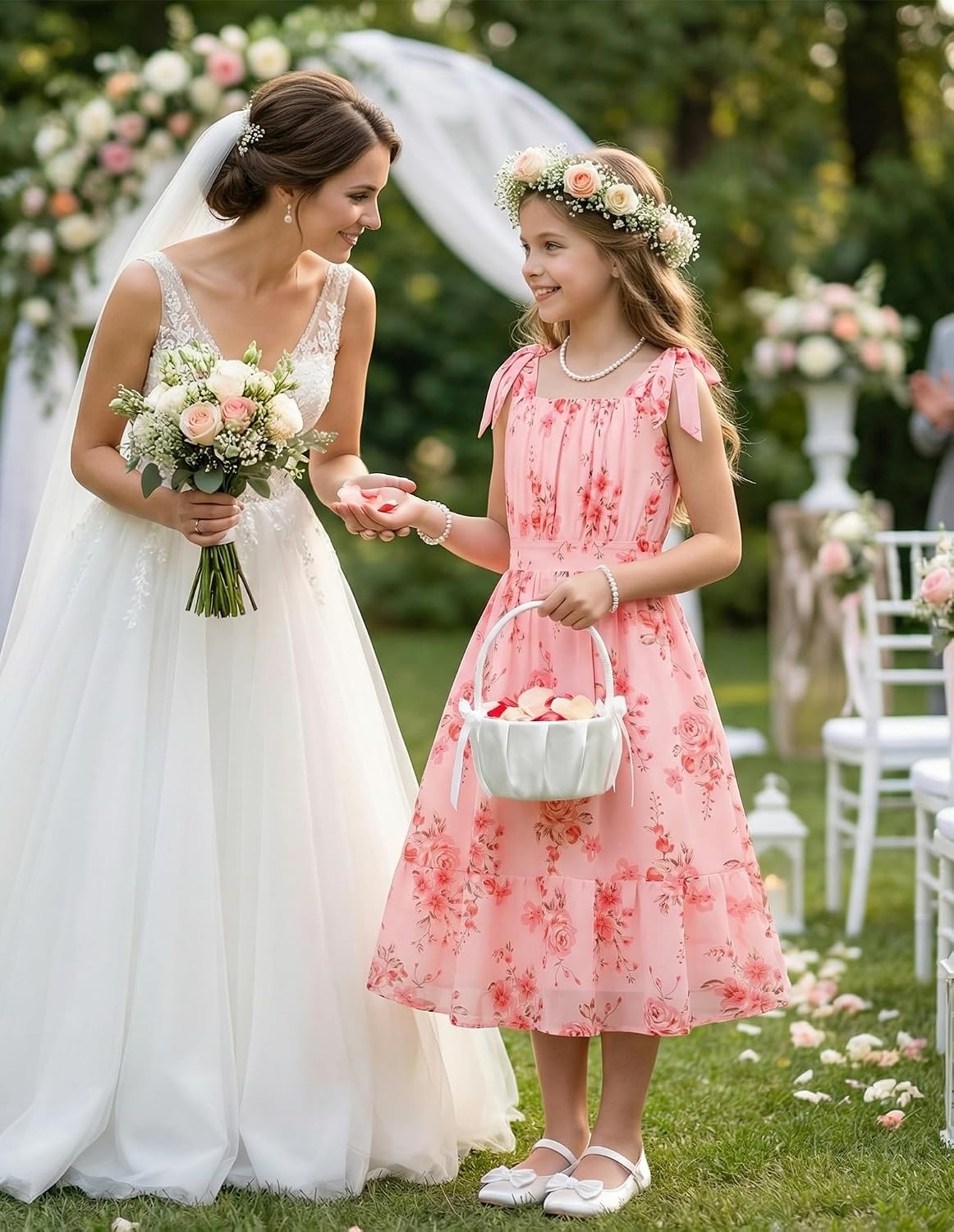 image:imageGRACE KARIN Girls Hawaiian Dress Floral Chiffon ALine Sleeveless Summer Sundress for Beach Vacation Party 716Pink Flower