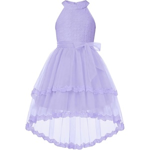 GRACE KARIN Flower Girl Dress Kids Wedding Guest Birthday Party Formal Lace Tulle Princess High Low Dresses 5-10Y(Light Purple)