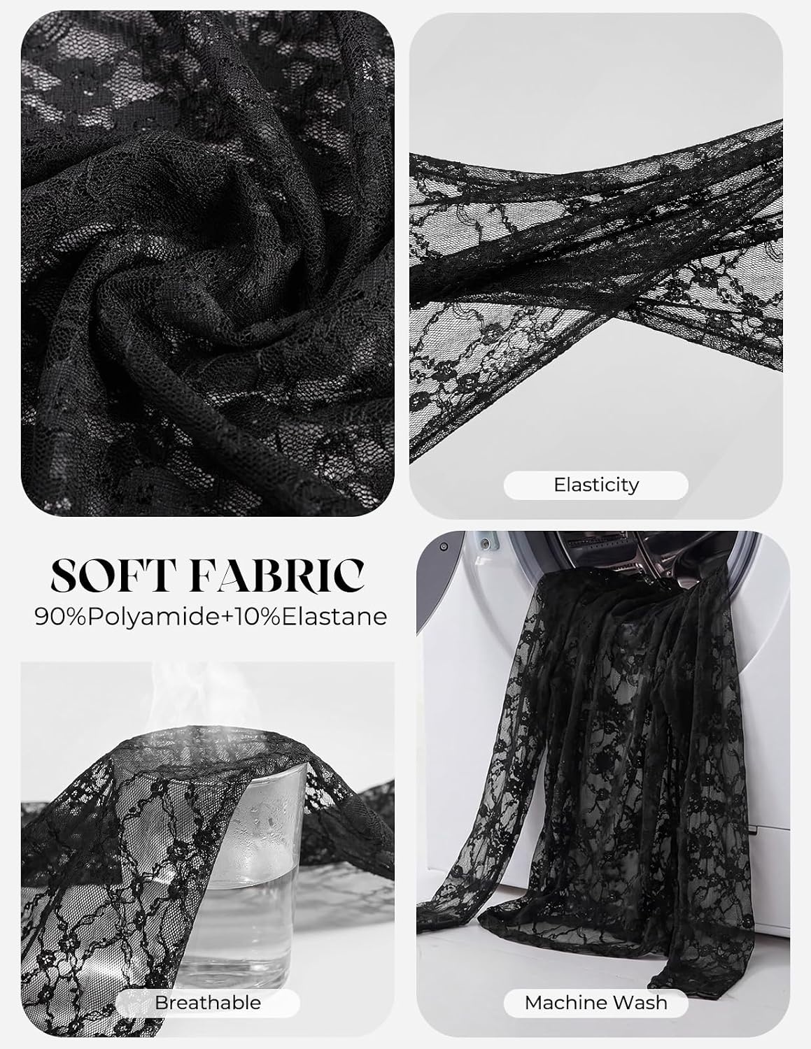 image:imageGRACE KARIN 2026 Mock Neck Sheer Lace Long Sleeve Tops for Women Slim Fit See Through Floral Mesh Sexy BlousesBlack Floral Fragments