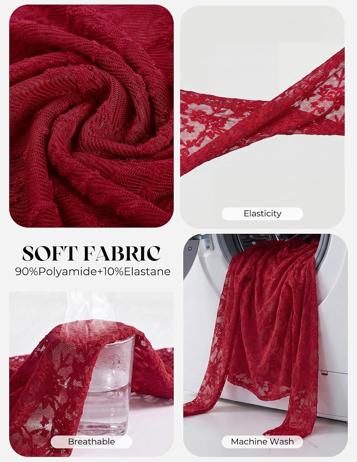 image:imageGRACE KARIN 2026 Mock Neck Sheer Lace Long Sleeve Tops for Women Slim Fit See Through Floral Mesh Sexy BlousesRed Branches and Leaves