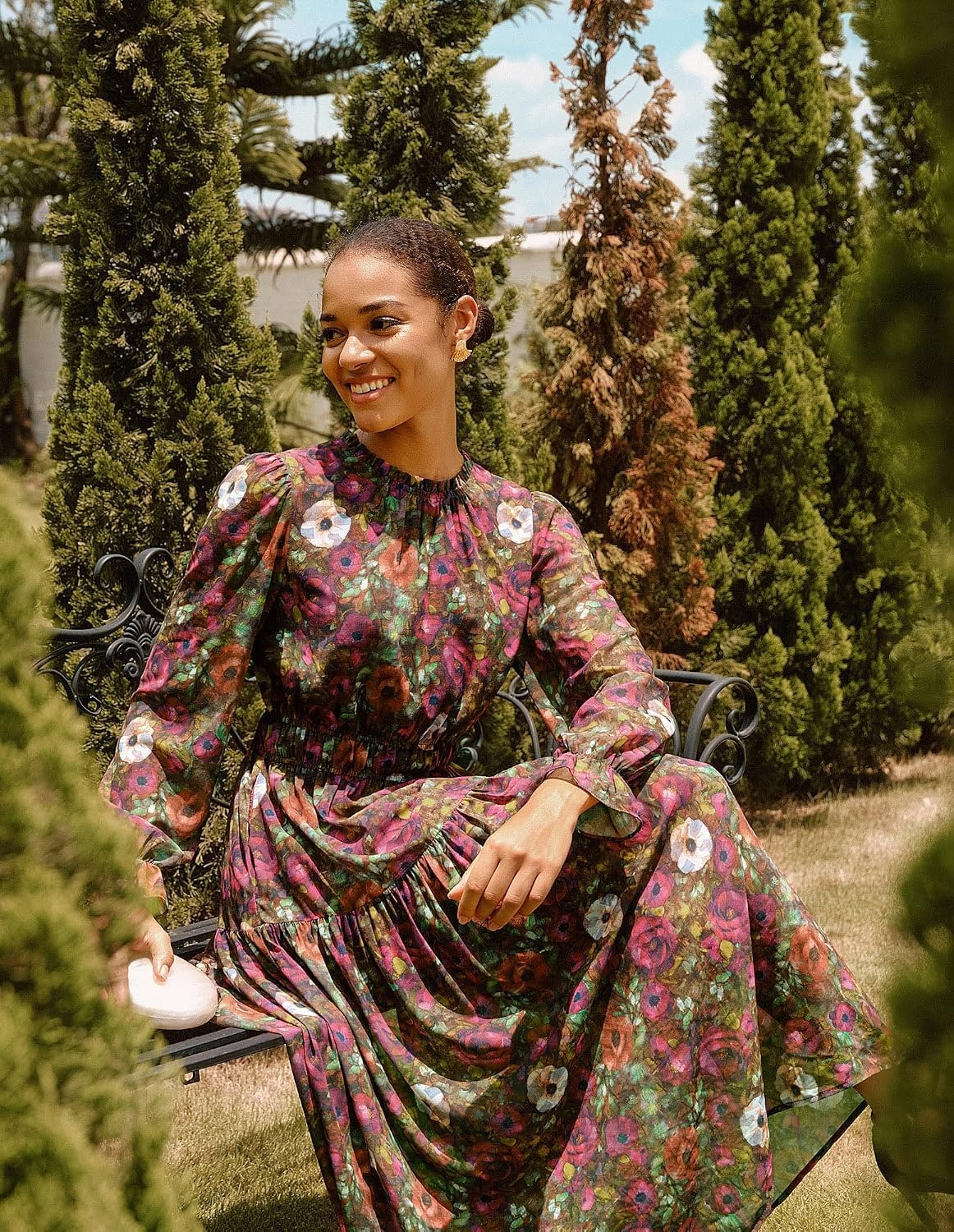 image:imageGRACE KARIN Womens Floral Long Sleeve Fall Wedding Guest Maxi Dress 2026 ChiffonSide PocketsMock NeckSmocked TiededA Line Flowy Outfits Outfits Suitable for Semi FormalPartyCocktailBohoVintage Multicolored