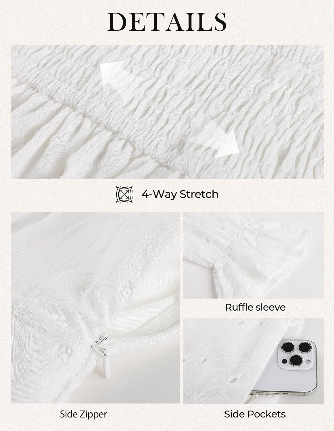 image:imageGRACE KARIN Womens Long Sleeve Cotton Eyelet Fall Maxi Dress 2026 Pockets V Neck A Line Embroidered Flowy Winter Fashion Clothes Outfits Funeral Church Wedding Guest Cocktail DressesWhite