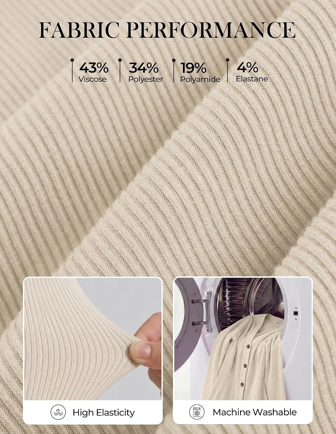 image:imageGRACE KARIN 2026 Womens VNeck Ribbed Knit ALine Mini Fall Sweater Dress Soft Warm Knit Nonseethrough Stretchy Fitted Aline Decorative Buttons Western Style Daily Casual Pair with BootsCream
