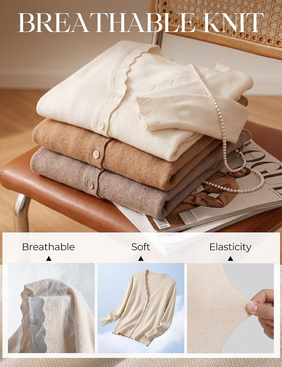 image:imageGRACE KARIN Cardigan Sweaters for Women Wool Blend Sweater Fall Fashion Button UpLong Sleeve V Neck Open FrontSoft KnitDressy Cropped ShrugsSummer Fall ClothesBusiness Casual Teacher OutfitsBlack