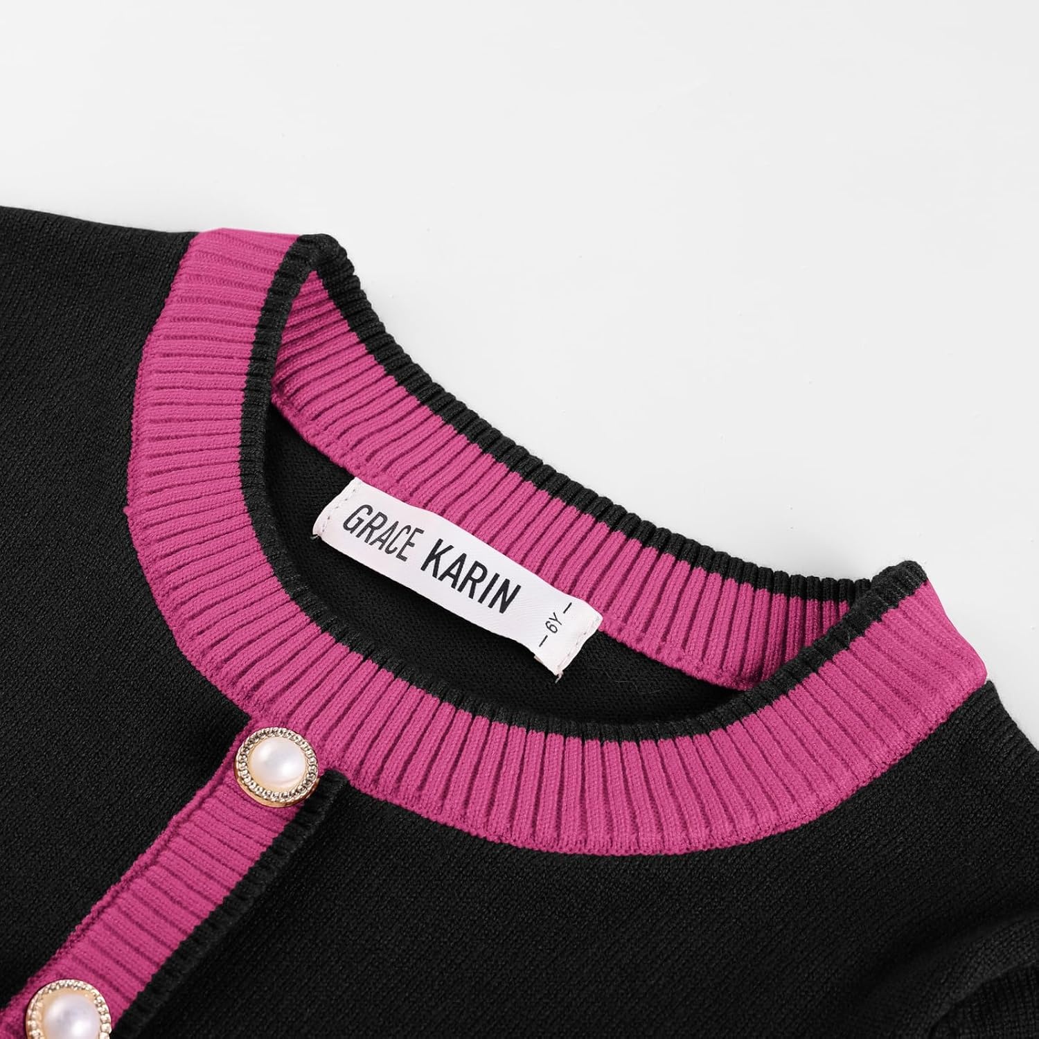 image:imageGRACE KARIN Girls Sweater Fall Dress Long Sleeve Casual Winter Dresses 616 Holiday School Birthday Church Party Elegant Preppy Color Block TweenBlack Pink