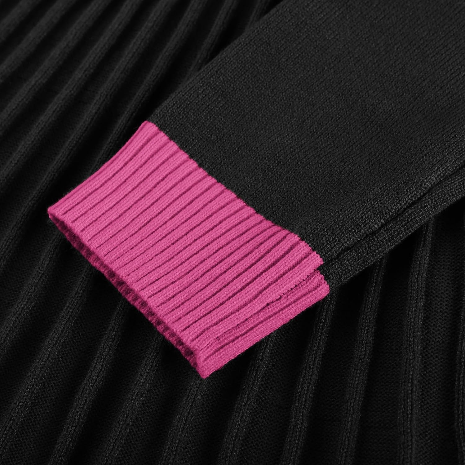 image:imageGRACE KARIN Girls Sweater Fall Dress Long Sleeve Casual Winter Dresses 616 Holiday School Birthday Church Party Elegant Preppy Color Block TweenBlack Pink
