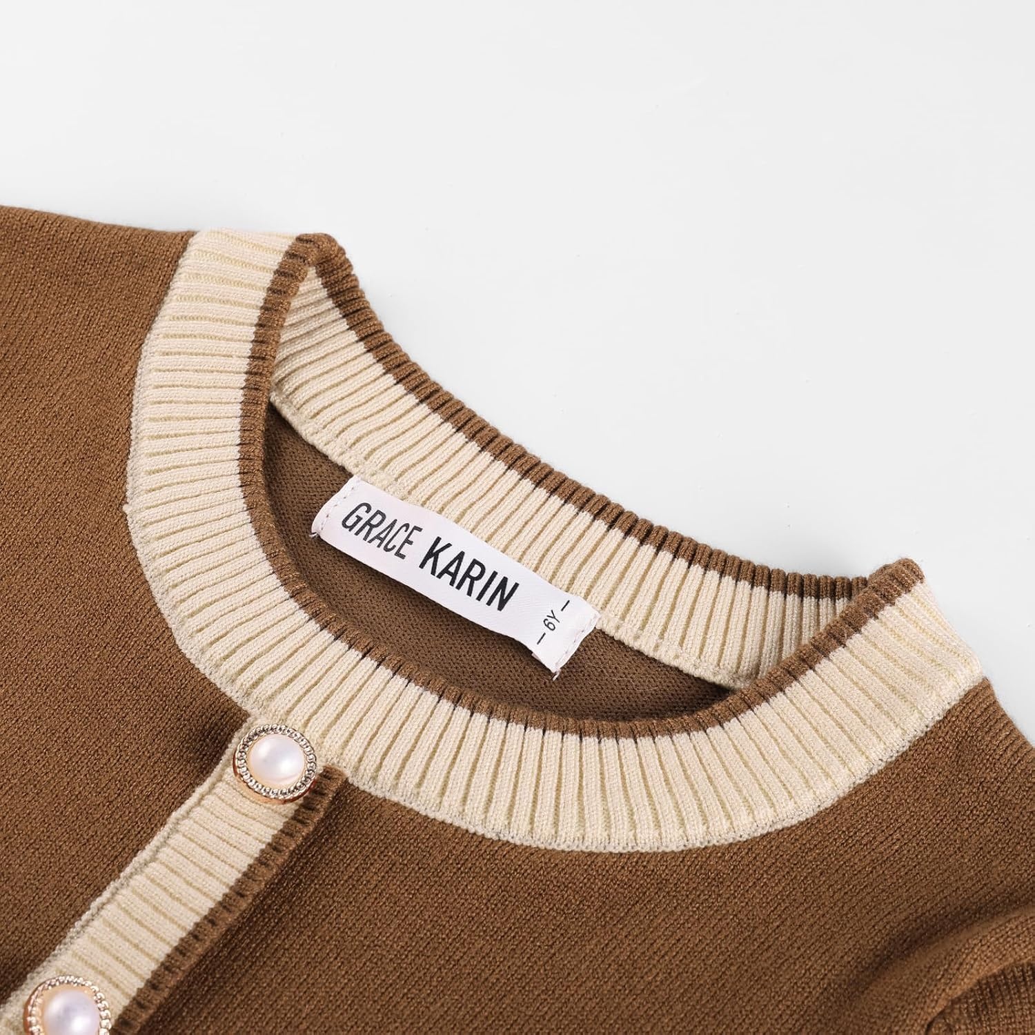 image:imageGRACE KARIN Girls Sweater Fall Dress Long Sleeve Casual Winter Dresses 616 Holiday School Birthday Church Party Elegant Preppy Color Block TweenBrown Orange