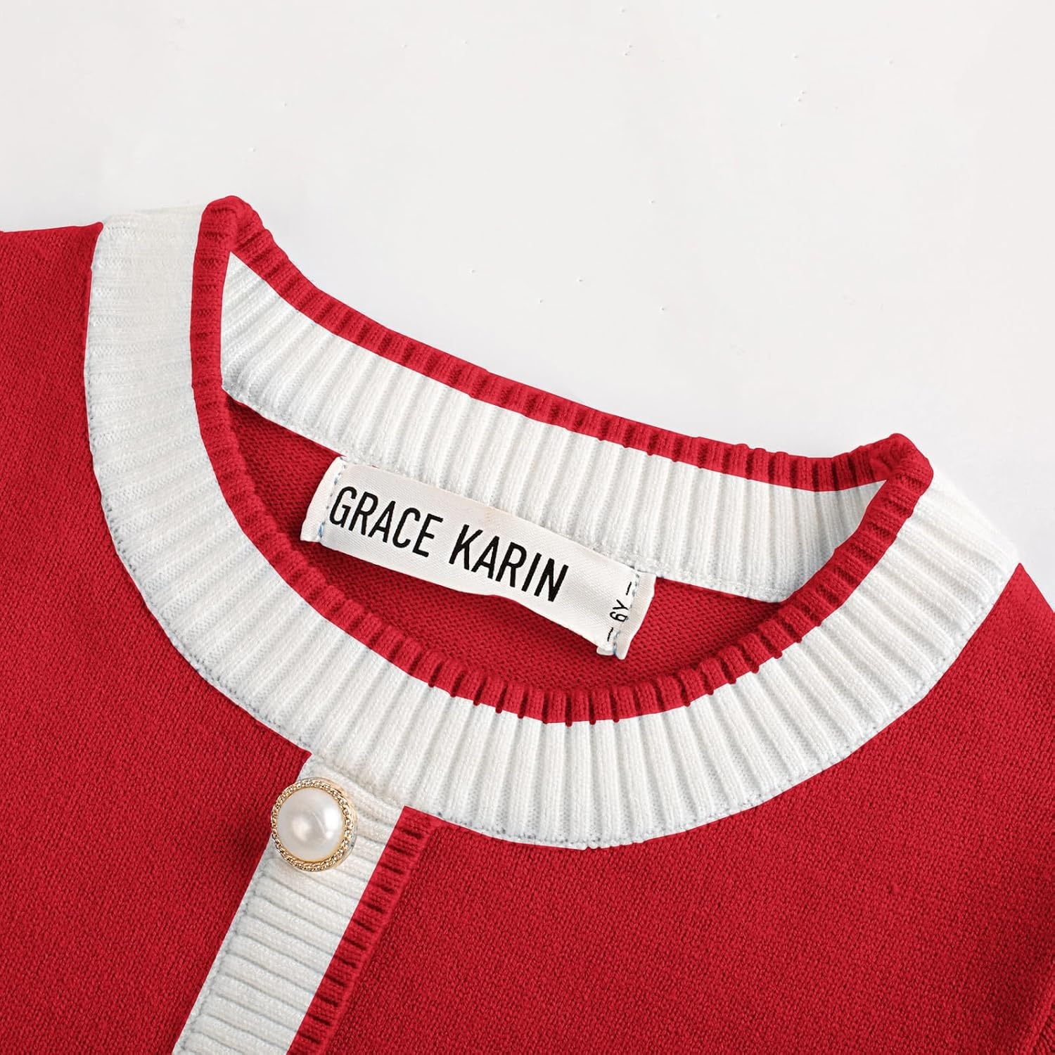 image:imageGRACE KARIN Girls Sweater Fall Dress Long Sleeve Casual Winter Dresses 616 Holiday School Birthday Church Party Elegant Preppy Color Block TweenChristmas Red