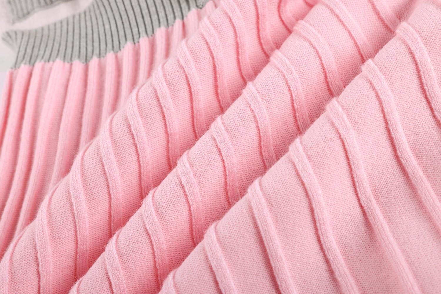 image:imageGRACE KARIN Girls Sweater Fall Dress Long Sleeve Casual Winter Dresses 616 Holiday School Birthday Church Party Elegant Preppy Color Block TweenGray Pink