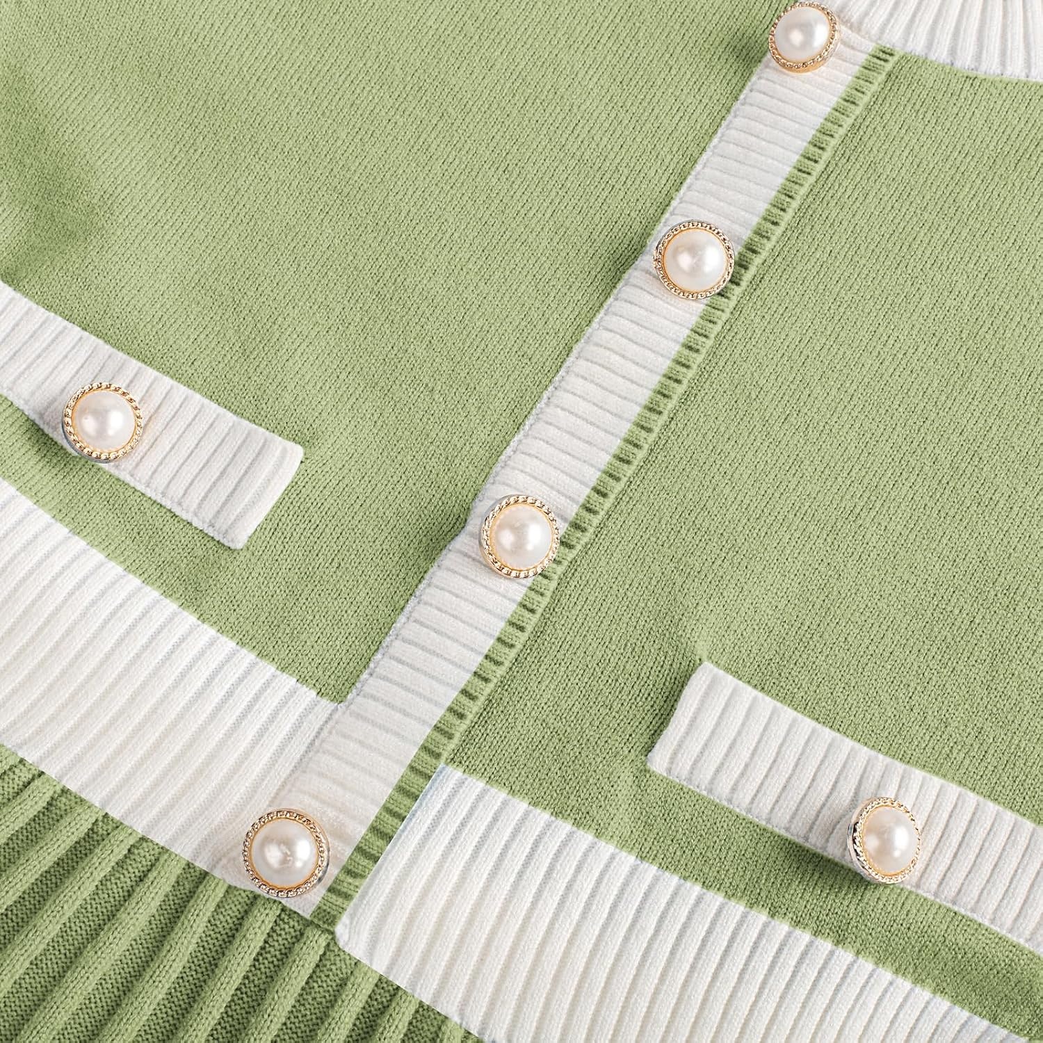image:imageGRACE KARIN Girls Sweater Fall Dress Long Sleeve Casual Winter Dresses 616 Holiday School Birthday Church Party Elegant Preppy Color Block TweenLight Green