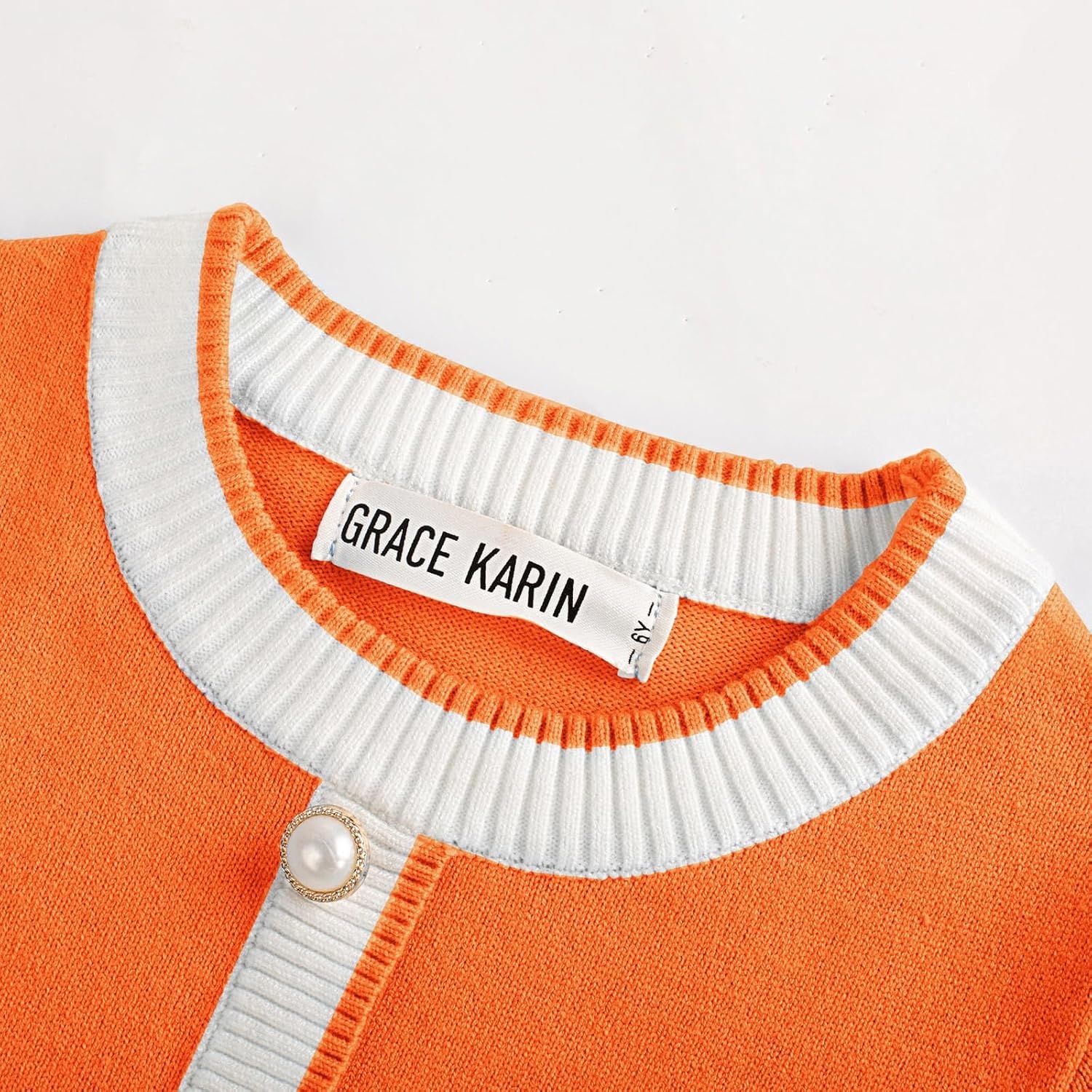 image:imageGRACE KARIN Girls Sweater Fall Dress Long Sleeve Casual Winter Dresses 616 Holiday School Birthday Church Party Elegant Preppy Color Block TweenOrange