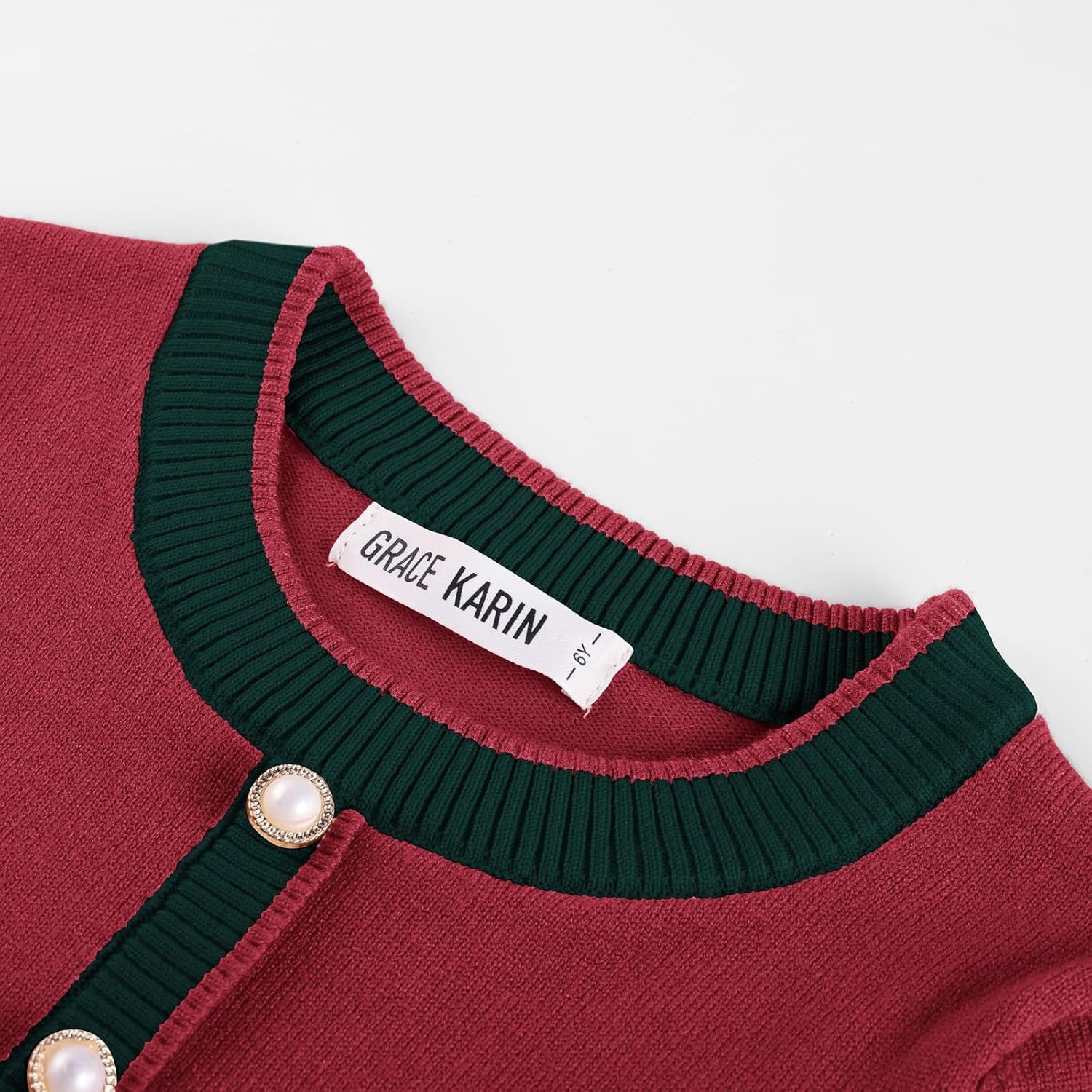 image:imageGRACE KARIN Girls Sweater Fall Dress Long Sleeve Casual Winter Dresses 616 Holiday School Birthday Church Party Elegant Preppy Color Block TweenRed Green