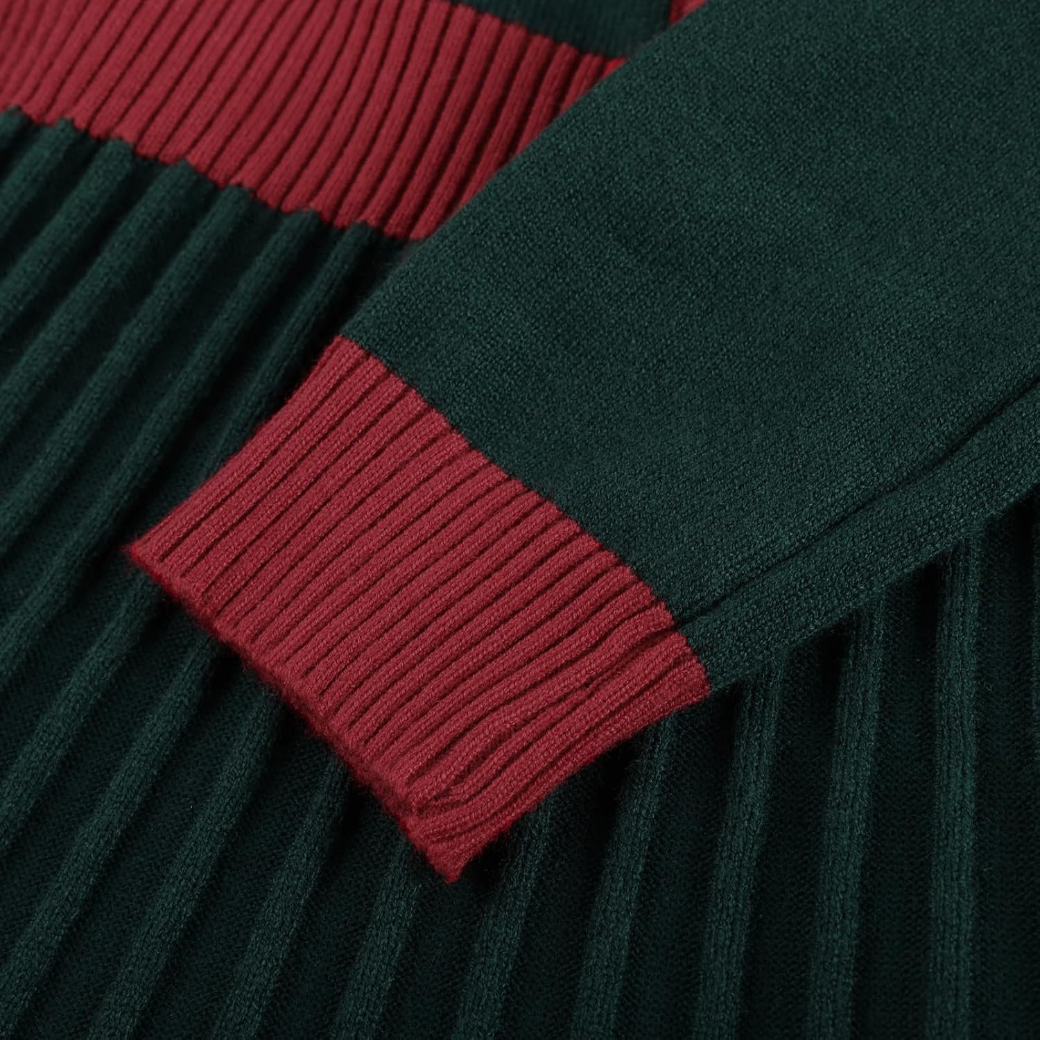 image:imageGRACE KARIN Girls Sweater Fall Dress Long Sleeve Casual Winter Dresses 616 Holiday School Birthday Church Party Elegant Preppy Color Block TweenVerdant Green