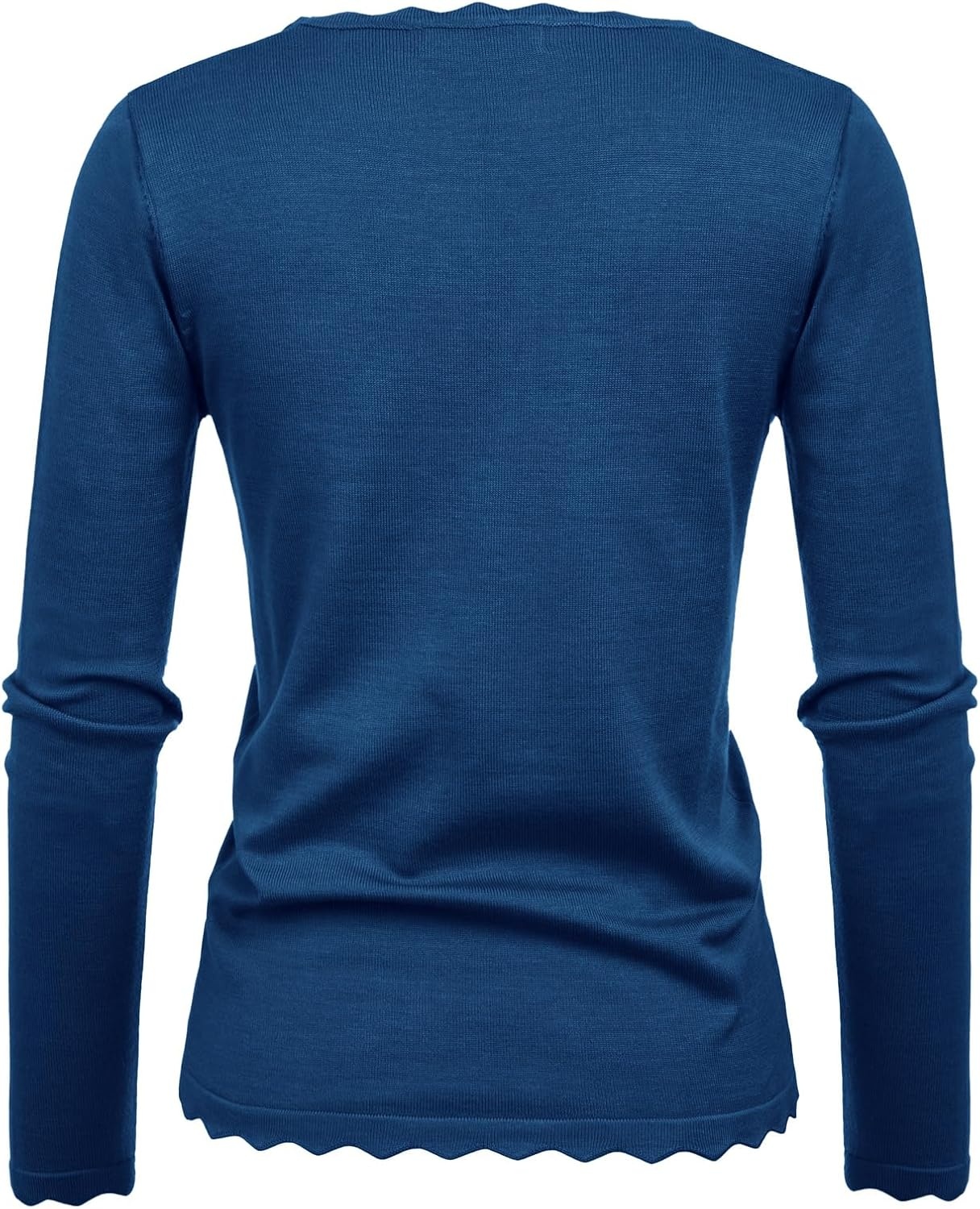 image:imageGRACE KARIN Long Sleeve Fall Sweaters for Women Trendy Business Casual Tops Fashion ClothesClassic Pullover ShirtCrew NeckScallopedLightweightSoft ComfyFittedKnitStretchyWinter Layer ClothingDark Blue2