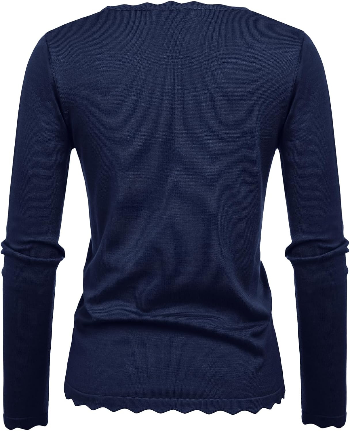 image:imageGRACE KARIN Long Sleeve Fall Sweaters for Women Trendy Business Casual Tops Fashion ClothesClassic Pullover ShirtCrew NeckScallopedLightweightSoft ComfyFittedKnitStretchyWinter Layer ClothingNavy Blue3