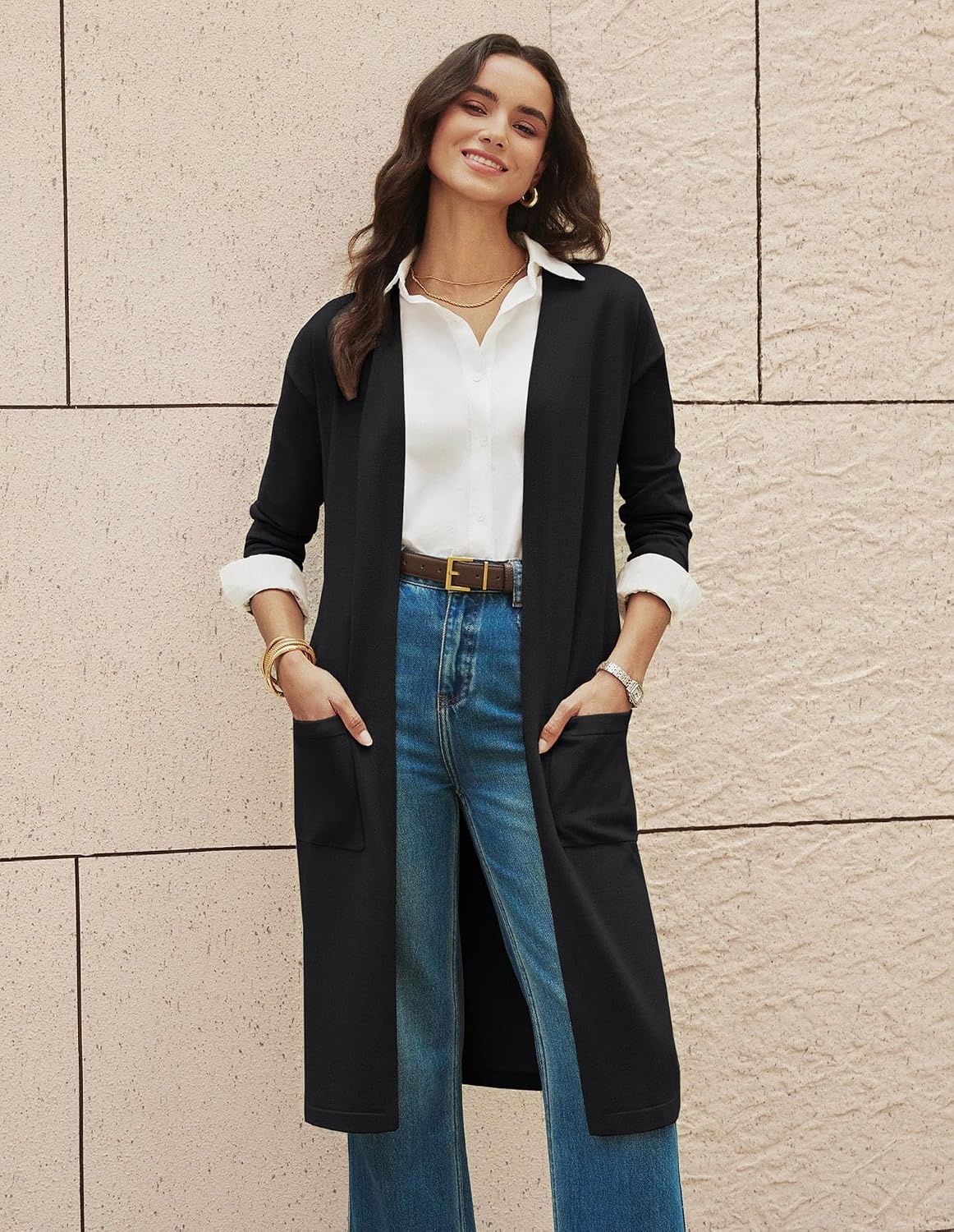 image:imageGRACE KARIN Womens Long Cardigan Sweaters Lightweight Open Front Maxi Cardigans for Women Fall Fashion Outfits 2026Black