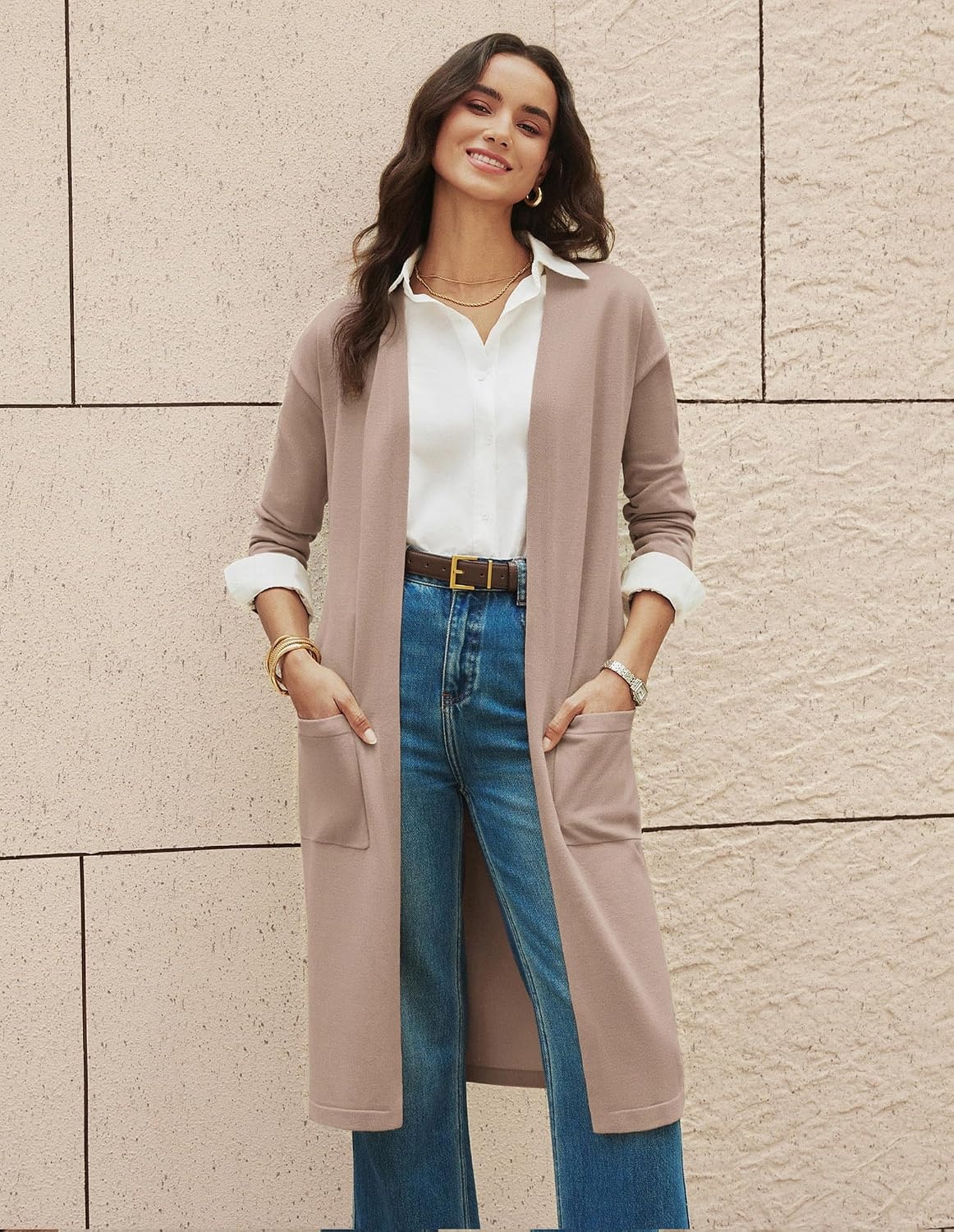 image:imageGRACE KARIN Womens Long Cardigan Sweaters Lightweight Open Front Maxi Cardigans for Women Fall Fashion Outfits 2026Camel