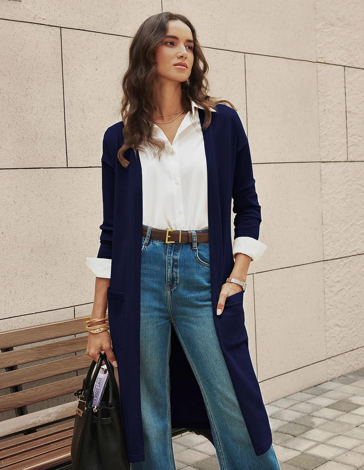 image:imageGRACE KARIN Womens Long Cardigan Sweaters Lightweight Open Front Maxi Cardigans for Women Fall Fashion Outfits 2026Navy Blue