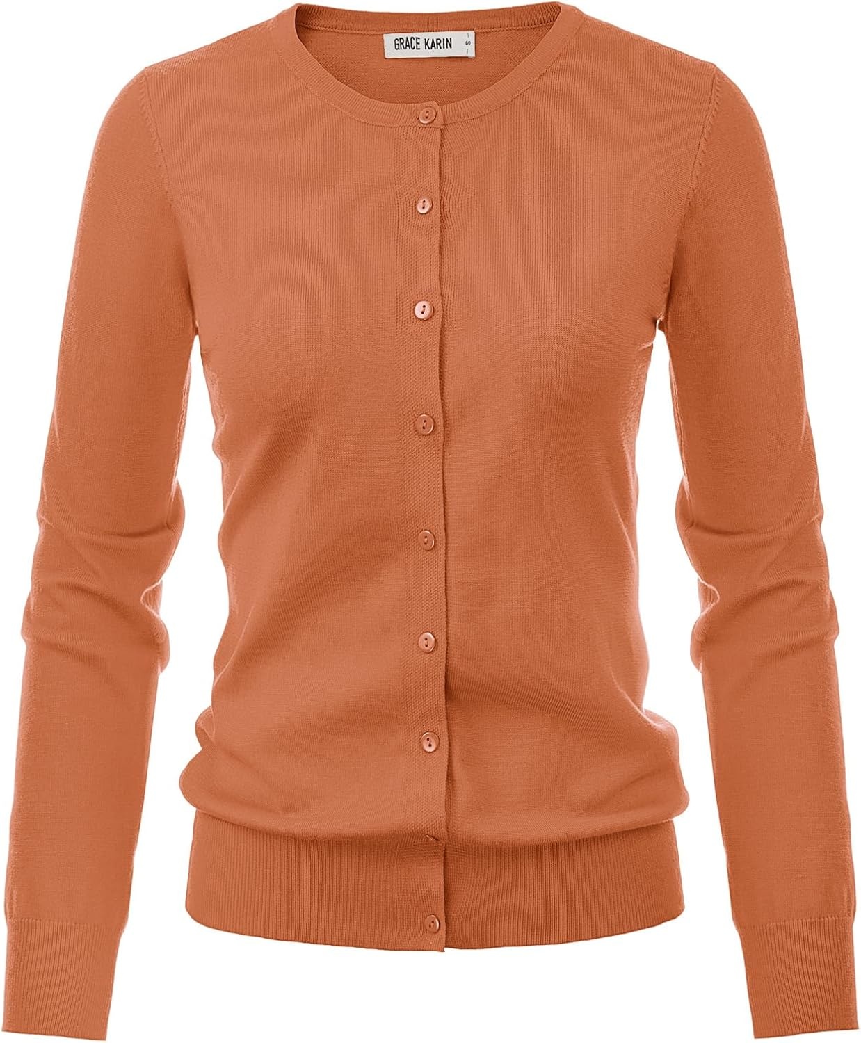 image:imageGRACE KARIN Womens Long Sleeve Knit Cardigan Sweaters Casual Dressy Open Front Button Down Cardigans Summer OutfitsBright Orange