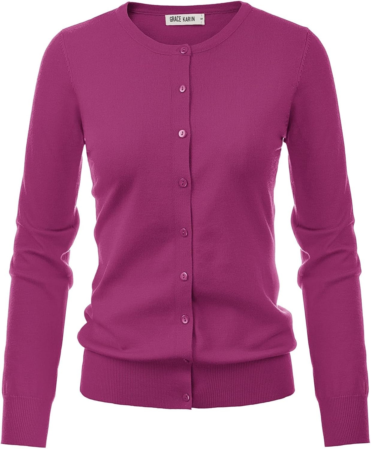 image:imageGRACE KARIN Womens Long Sleeve Knit Cardigan Sweaters Casual Dressy Open Front Button Down Cardigans Summer OutfitsDark Rose