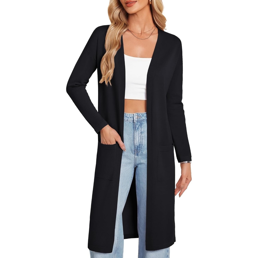 image:imageGRACE KARIN Womens Long Cardigan Sweaters Lightweight Open Front Maxi Cardigans for Women Fall Fashion Outfits 2026Black