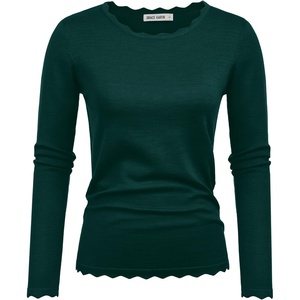 GRACE KARIN Long Sleeve Fall Sweaters for Women Trendy Business Casual Tops | Fashion Clothes,Classic Pullover Shirt,Crew Neck,Scalloped,Lightweight,Soft Comfy,Fitted,Knit,Stretchy,Winter Layer Clothing(Deep Green)
