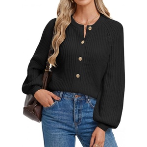 GRACE KARIN Women’s Chunky Knit Open Front Sweater Long Sleeve Button Down Cardigan Outerwear Coats Fall Fashion 2026(Black)