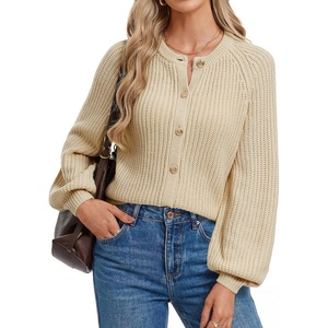 GRACE KARIN Women’s Chunky Knit Open Front Sweater Long Sleeve Button Down Cardigan Outerwear Coats Fall Fashion 2026(Light Camel)