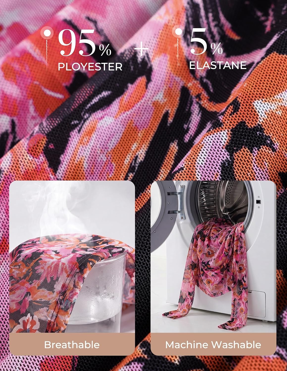 image:imageGRACE KARIN 2026 Womens Mesh Boho Tops Dressy Casual Blouses Fall Clothes Long Sleeve Shirts Floral Top Asymmetrical Ruched Slim Fit Going Out Y2k Fashion TrendyPink Rose