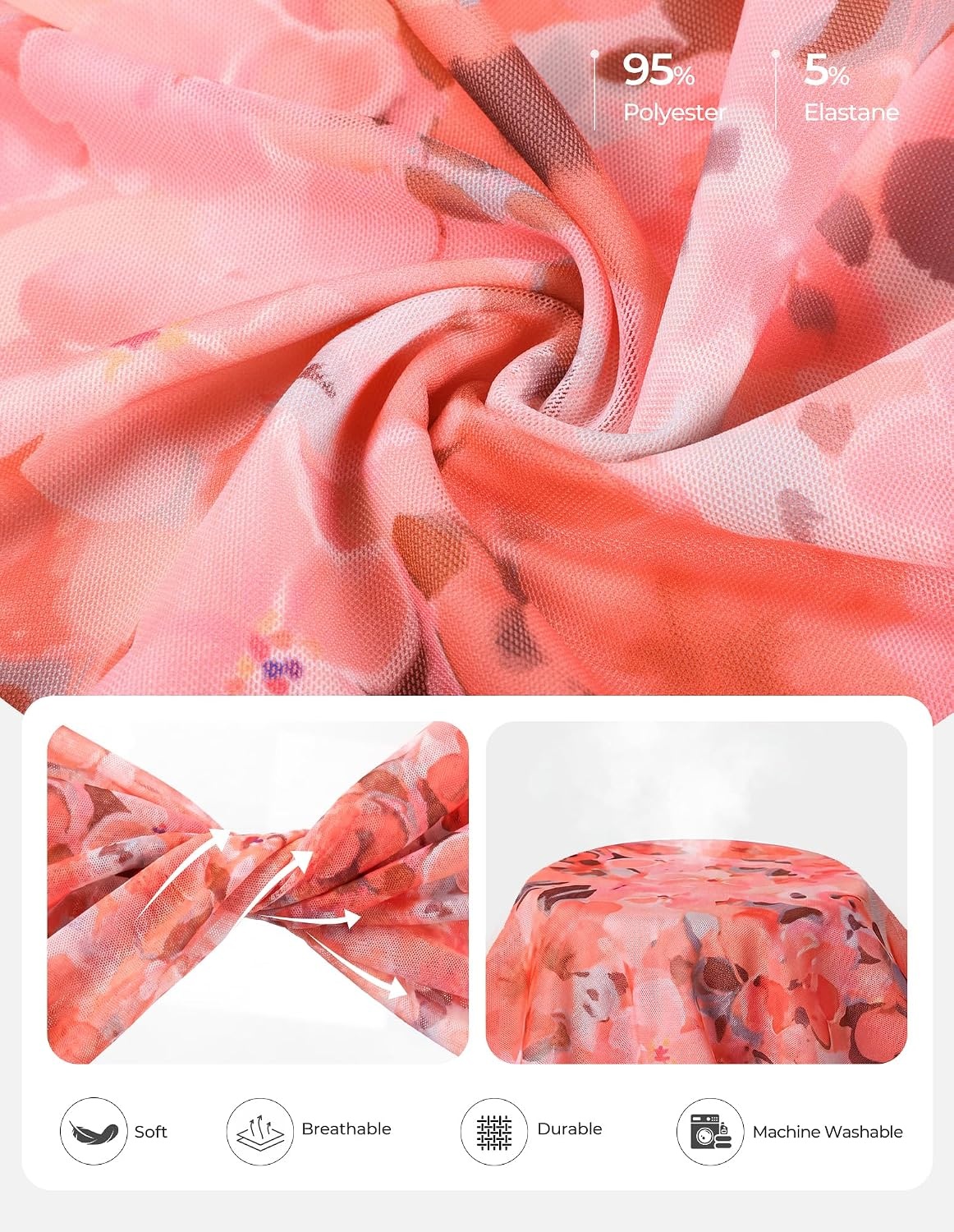image:imageGRACE KARIN 2026 Womens Mesh Tops Dressy Casual Boho Blouses V Neck Short Sleeve Ruffle Sleeve Wrap Ruch Floral Work Business Office Dating PartyOrange