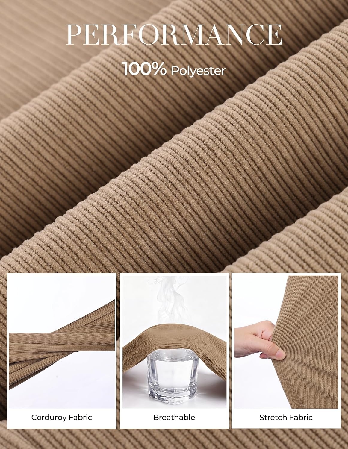 image:imageGRACE KARIN Casual Corduroy Pants for Women 2026 Pencil Trousers Anklelength Cropped High Elastic Waisted Fall Winter Business Office Work Teacher Comfy DoubleButton FlyKhaki