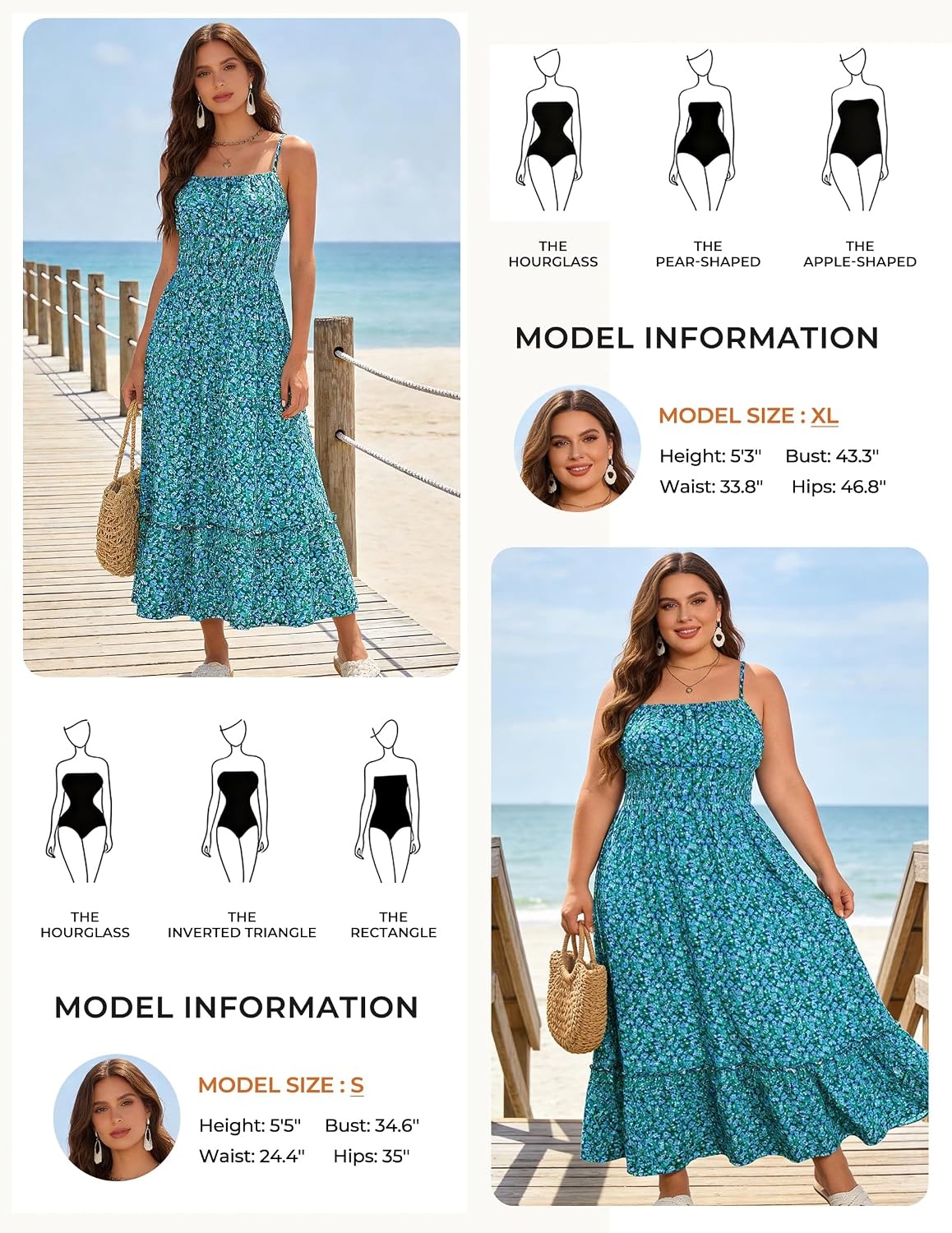 image:imageGRACE KARIN Summer Dresses for Women 2026 Vacation Boho Maxi Sundress Casual Smocked Waist Floral Printed Spaghetti Strap Sleeveless Beach Dresses With Pockets Fashion OutfitsGreen Blue