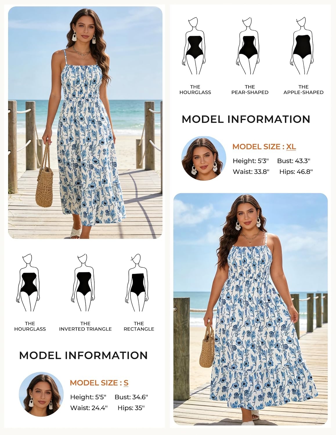 image:imageGRACE KARIN Summer Dresses for Women 2026 Vacation Boho Maxi Sundress Casual Smocked Waist Floral Printed Spaghetti Strap Sleeveless Beach Dresses With Pockets Fashion OutfitsBlue Floral