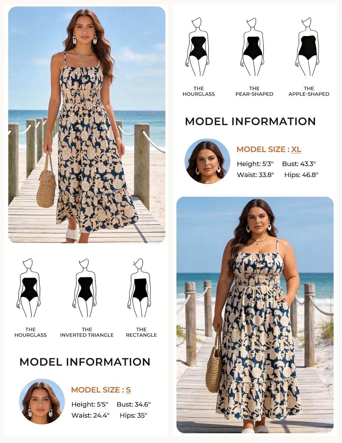 image:imageGRACE KARIN Summer Dresses for Women 2026 Vacation Boho Maxi Sundress Casual Smocked Waist Floral Printed Spaghetti Strap Sleeveless Beach Dresses With Pockets Fashion OutfitsNavy Flower