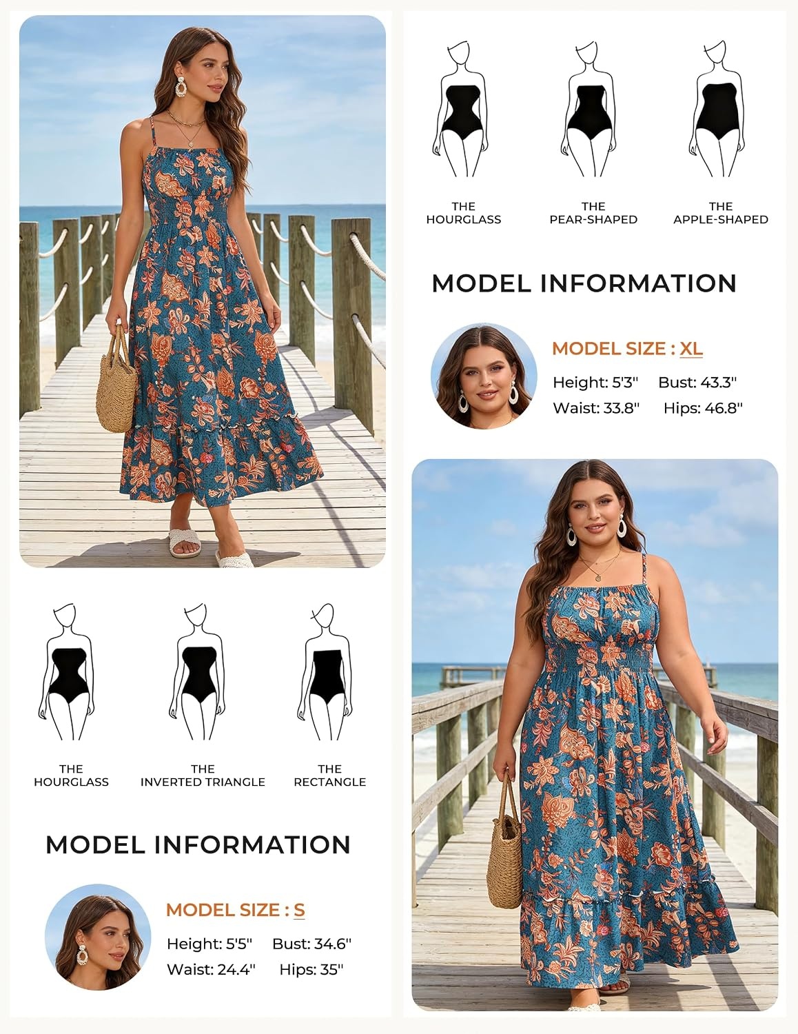 image:imageGRACE KARIN Summer Dresses for Women 2026 Vacation Boho Maxi Sundress Casual Smocked Waist Floral Printed Spaghetti Strap Sleeveless Beach Dresses With Pockets Fashion OutfitsDark Blue Green