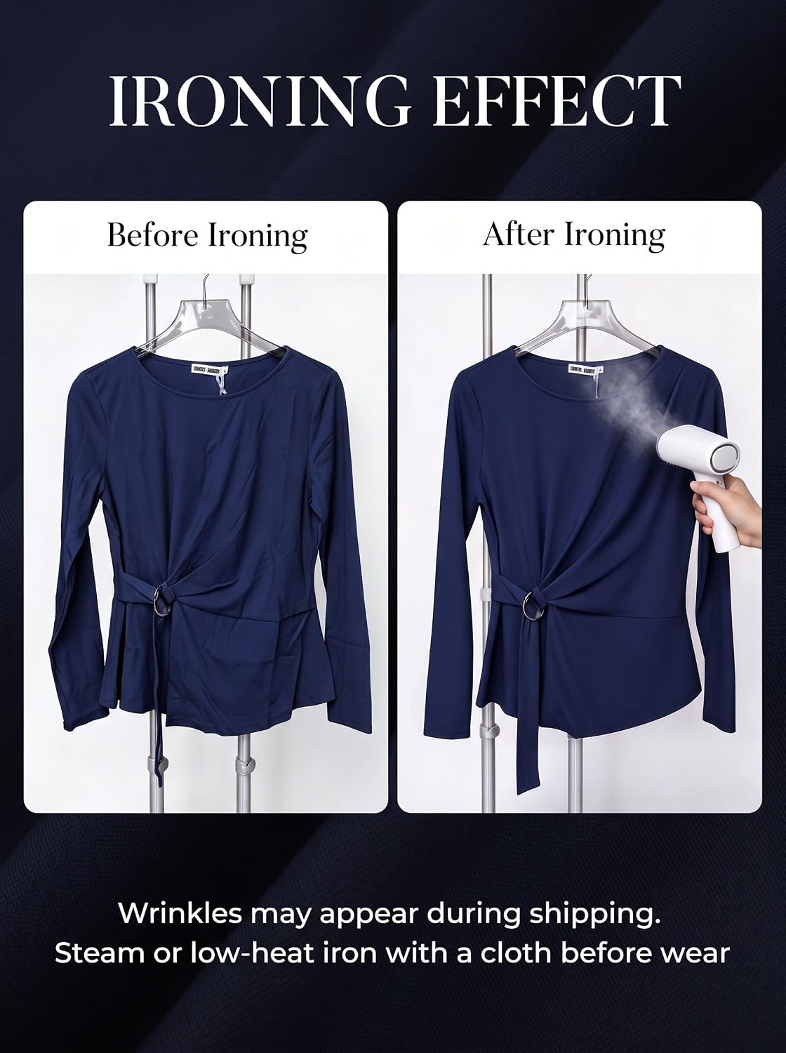 image:imageGRACE KARIN Women Long Sleeve Peplum Top Dressy Casual Shirt 2026 Summer Work Shirts Slim Fit Business Tunic Blouses with Belt Trendy Fashion ClothesNavy Blue