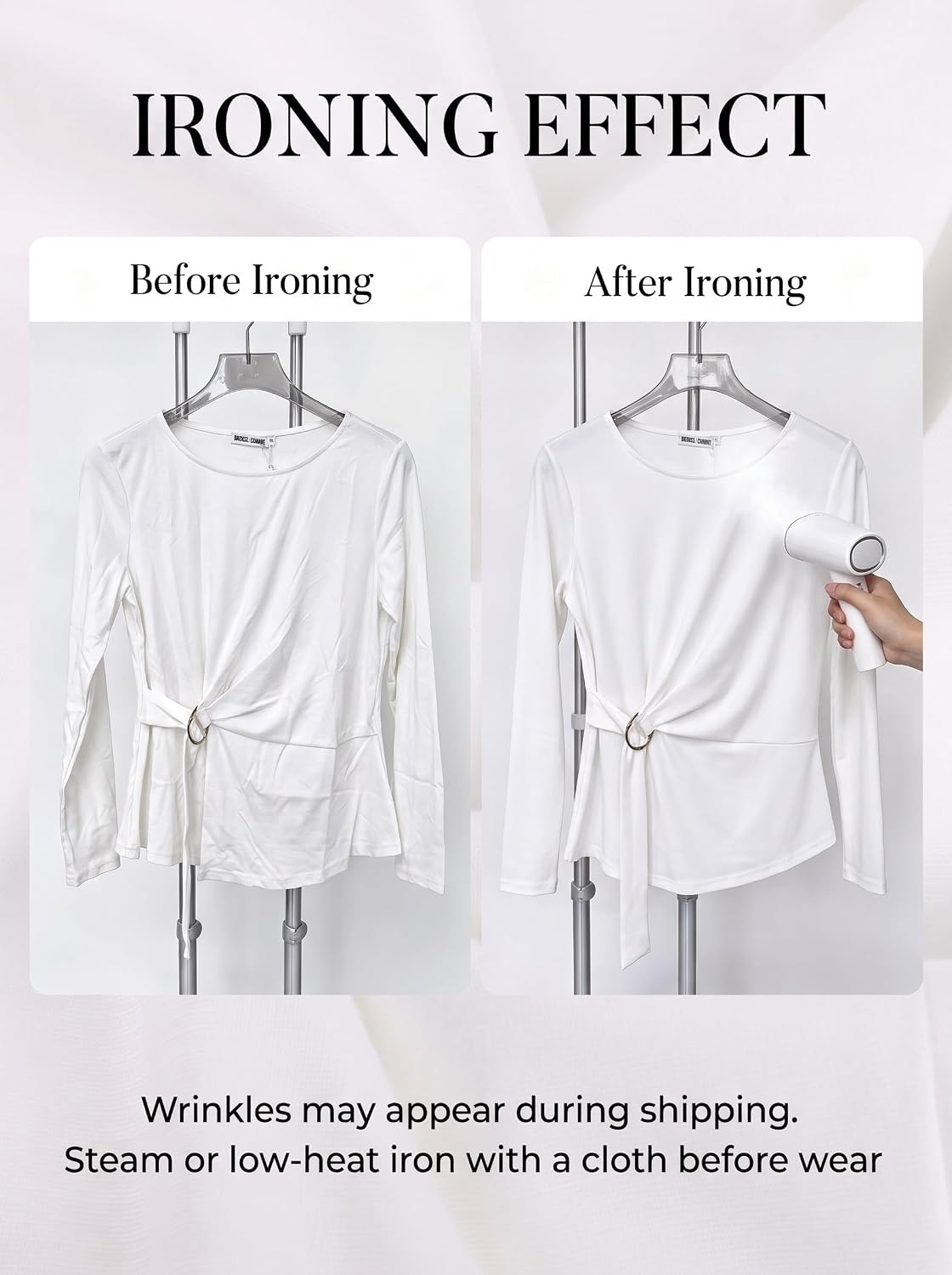 image:imageGRACE KARIN Women Long Sleeve Peplum Top Dressy Casual Shirt 2026 Summer Work Shirts Slim Fit Business Tunic Blouses with Belt Trendy Fashion ClothesWhite