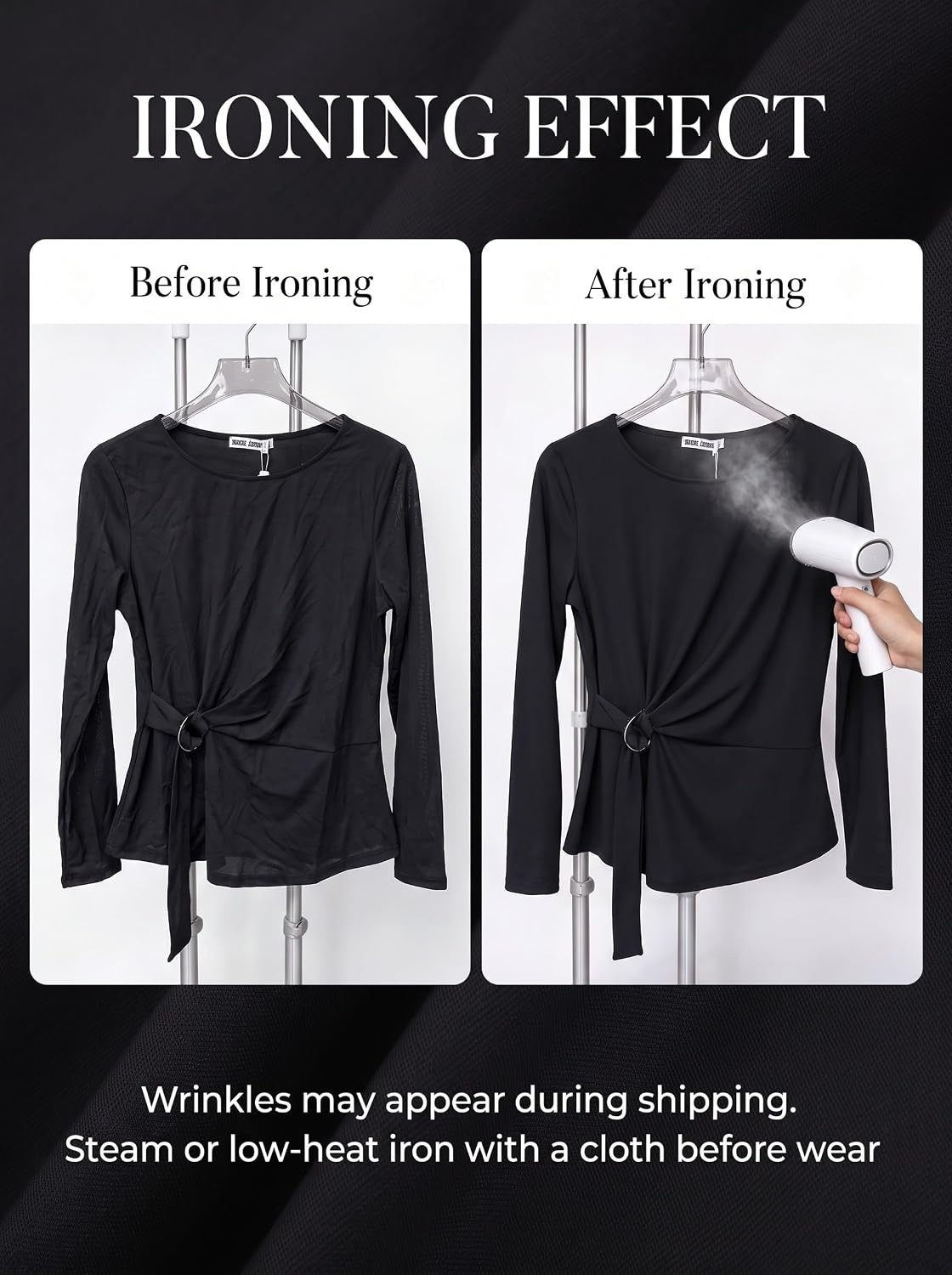 image:imageGRACE KARIN Women Long Sleeve Peplum Top Dressy Casual Shirt 2026 Summer Work Shirts Slim Fit Business Tunic Blouses with Belt Trendy Fashion ClothesBlack