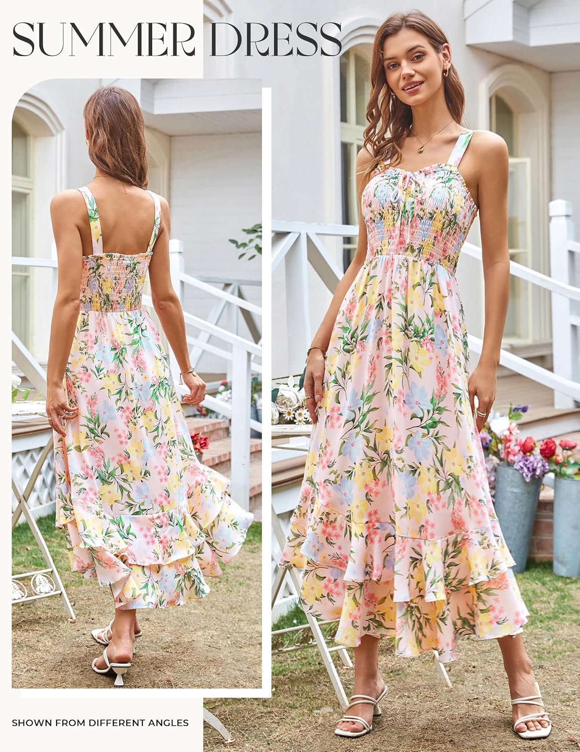 image:imageGRACE KARIN Womens 2026 Summer Floral Boho Dresses Square Neck Strapped Swing A Line Sundress Long Maxi Beach Dress Outfits Sleeveless Hawaiian Trendy Fashion ClothesBlue Yellow
