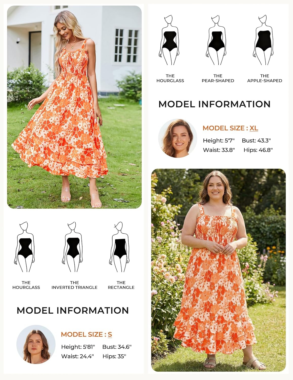 image:imageGRACE KARIN Womens 2026 Summer Floral Boho Dresses Square Neck Strapped Swing A Line Sundress Long Maxi Beach Dress Outfits Sleeveless Hawaiian Trendy Fashion ClothesOrange