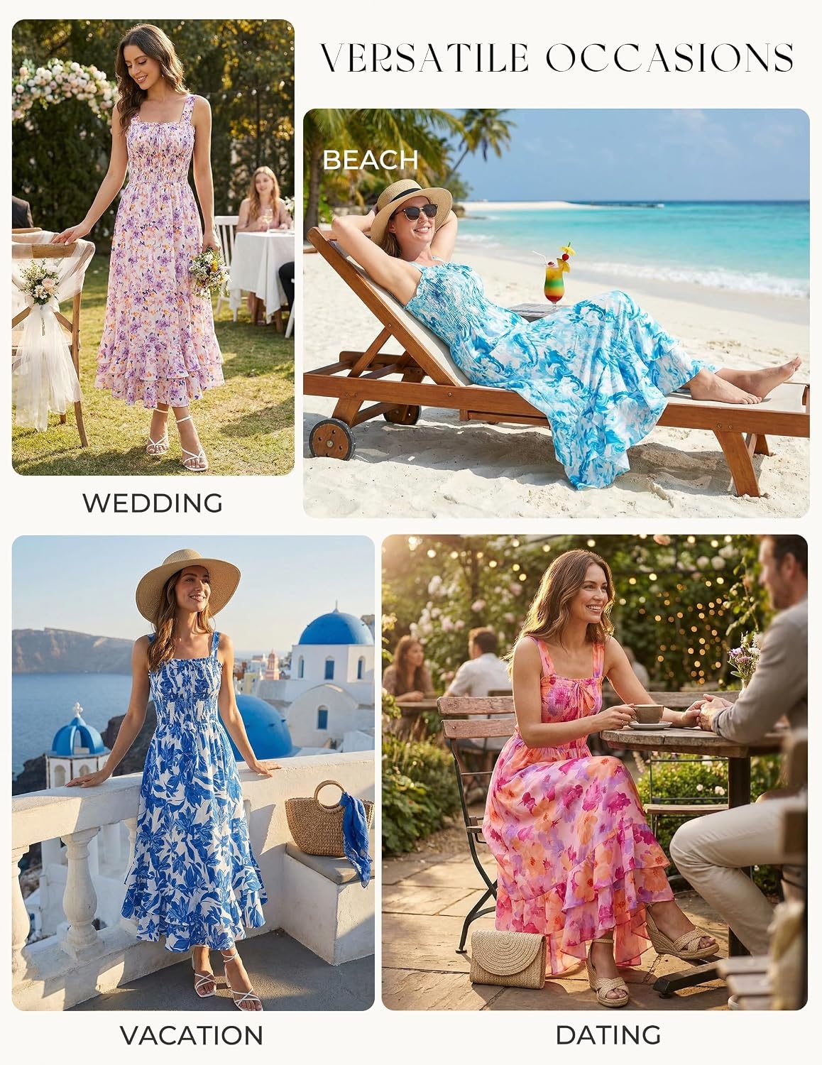 image:imageGRACE KARIN Womens 2026 Summer Floral Boho Dresses Square Neck Strapped Swing A Line Sundress Long Maxi Beach Dress Outfits Sleeveless Hawaiian Trendy Fashion ClothesBlue White Floral