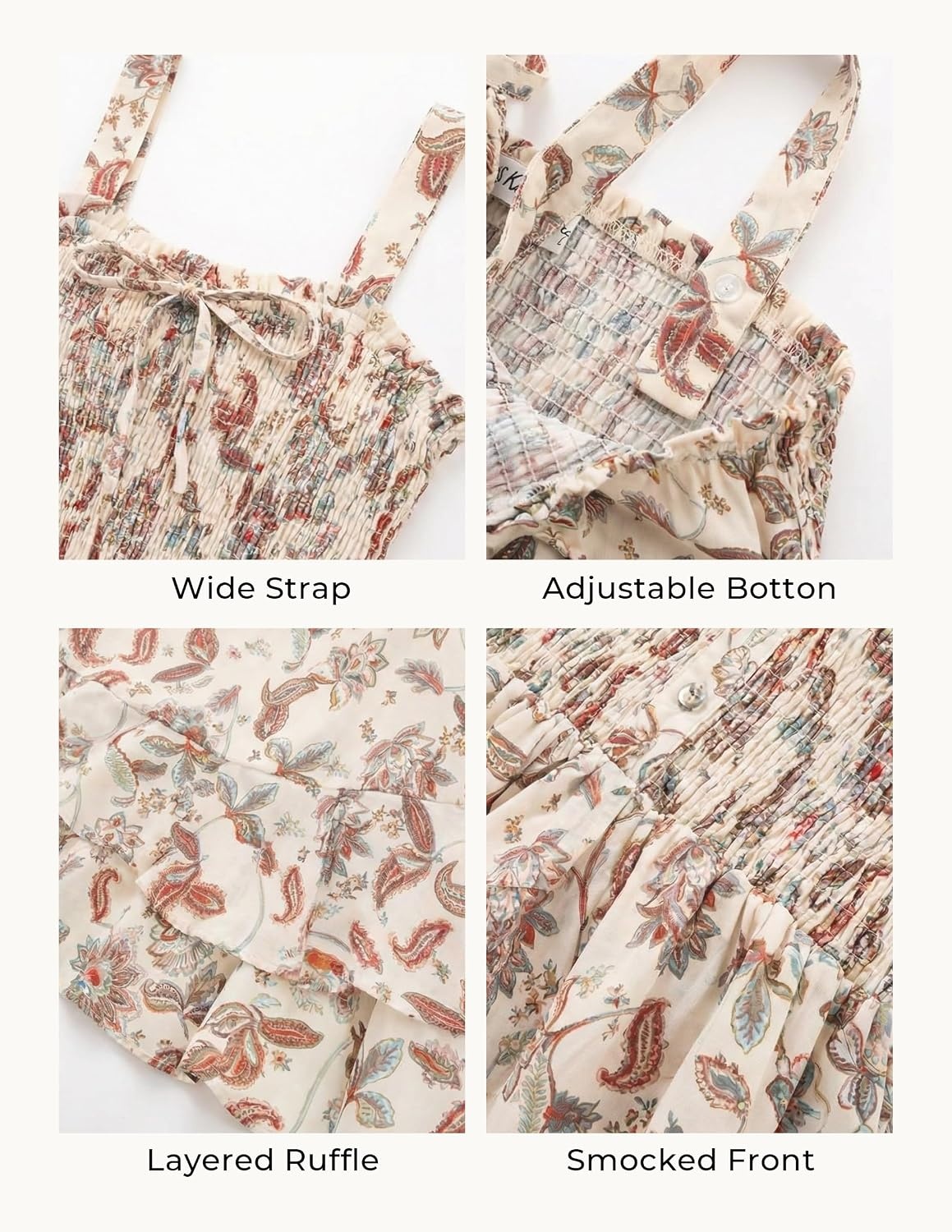 image:imageGRACE KARIN Womens 2026 Summer Floral Boho Dresses Square Neck Strapped Swing A Line Sundress Long Maxi Beach Dress Outfits Sleeveless Hawaiian Trendy Fashion ClothesBeige