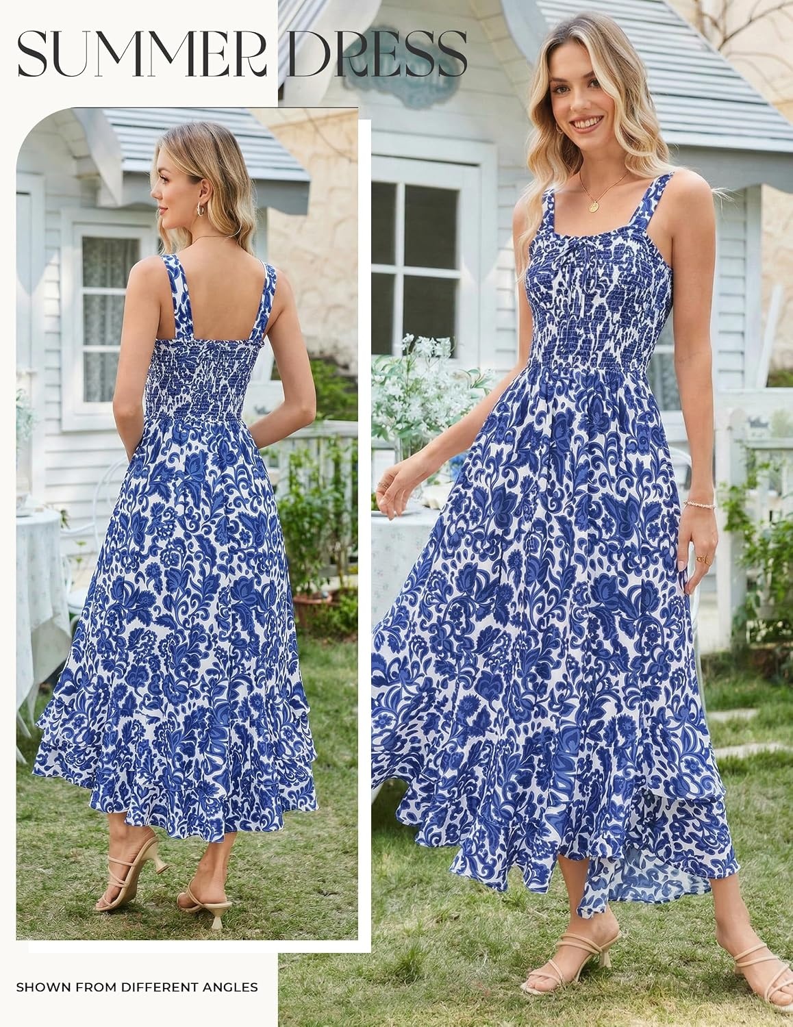 image:imageGRACE KARIN Womens 2026 Summer Floral Boho Dresses Square Neck Strapped Swing A Line Sundress Long Maxi Beach Dress Outfits Sleeveless Hawaiian Trendy Fashion ClothesDark Blue