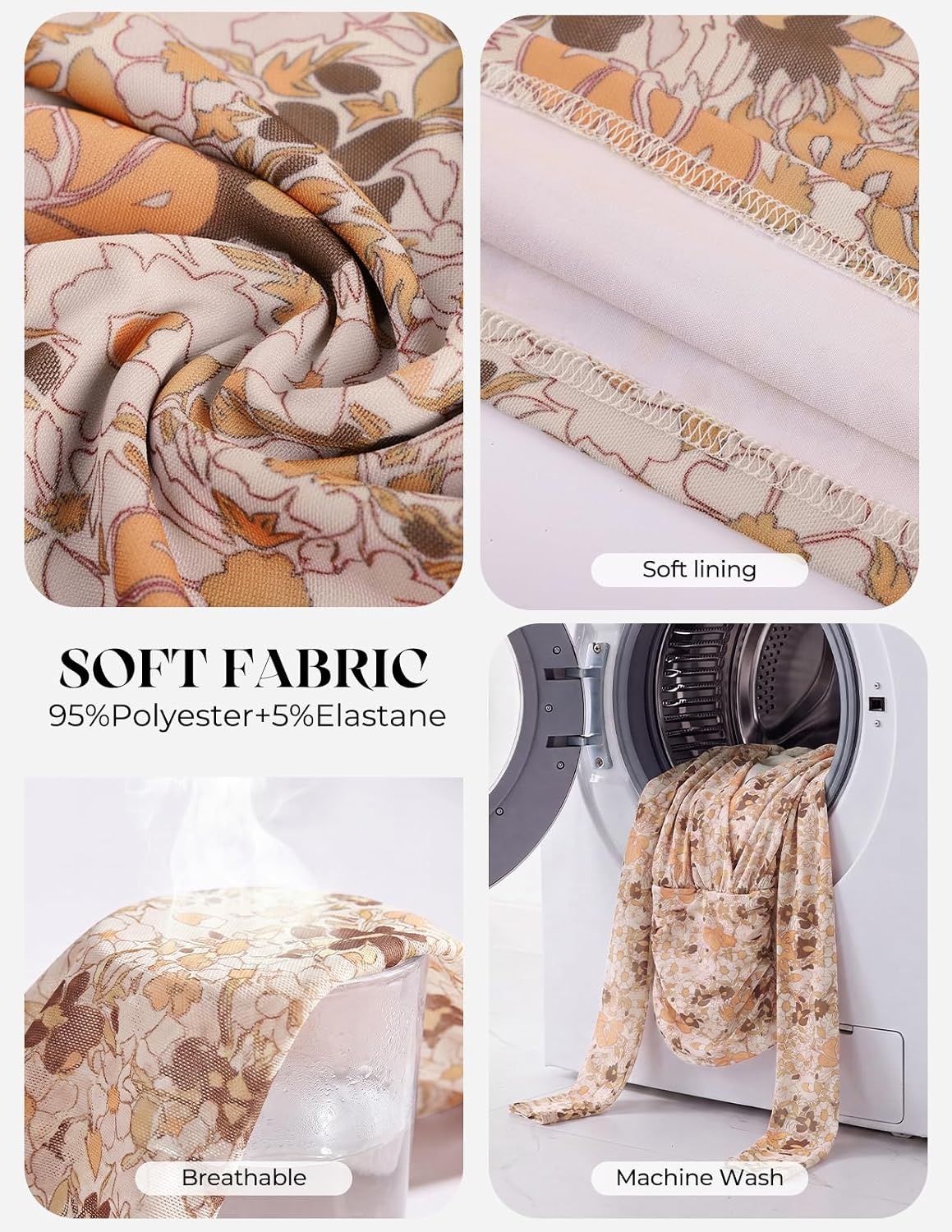 image:imageGRACE KARIN Womens Boho Mesh Tops Long Sleeve Blouses Dressy Casual Wrap V Neck Floral Tops Ruched Waist 2026 Fall Fashion Clothes Elegant Going Out TopsYellow Beige