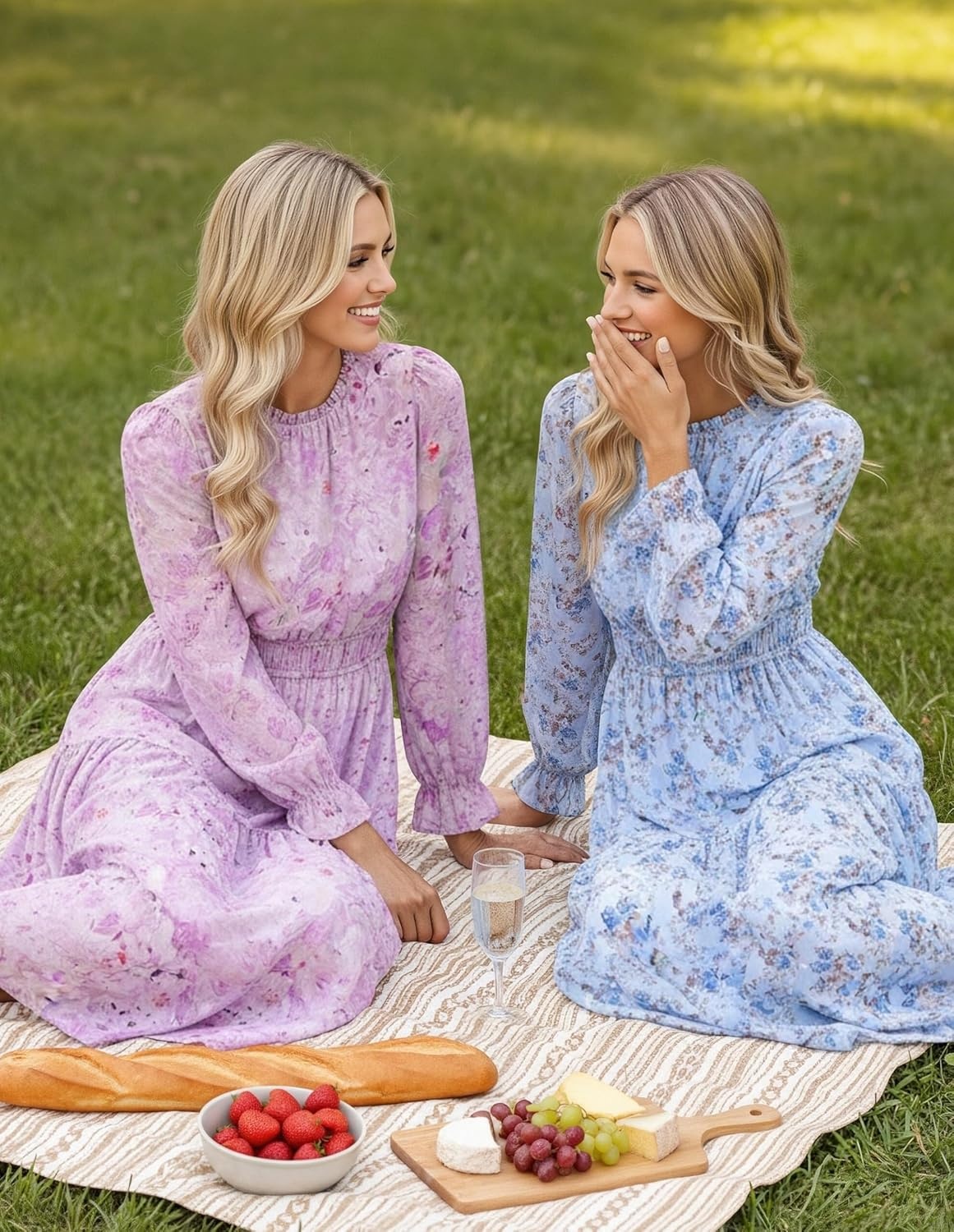 image:imageGRACE KARIN Womens Floral Long Sleeve Fall Wedding Guest Maxi Dress 2026 ChiffonSide PocketsMock NeckSmocked TiededA Line Flowy Outfits Suitable for Semi FormalPartyCocktailBohoSky Blue Floral